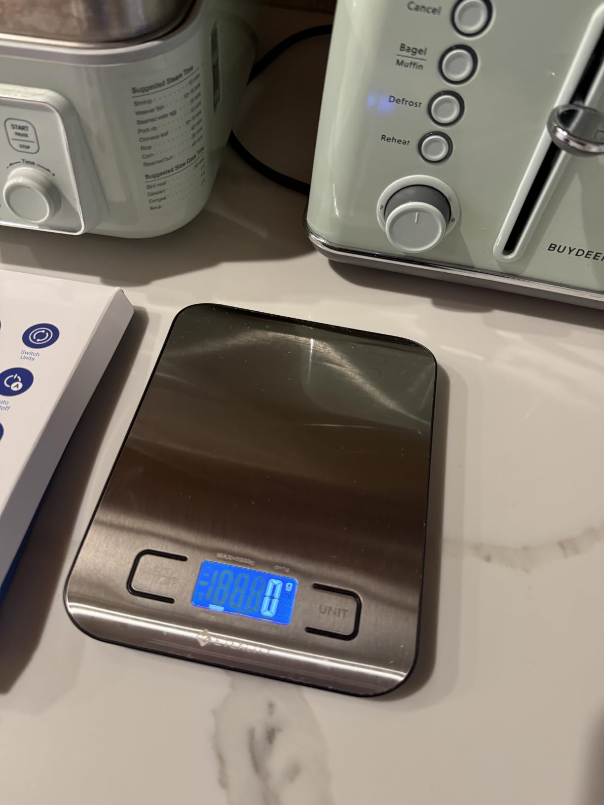 Etekcity 22lb Food Kitchen Scale, USB Rechargeable, IPX6 Waterproof | Digital scale with grams & ounces, 1g precision, 5 weight units, tare, ideal for baking, meal prep, Stainless Steel, Silver customer photo 2