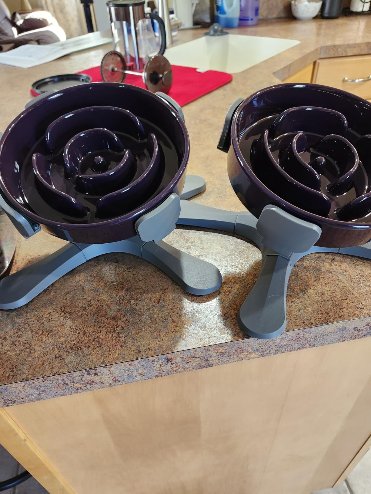LE TAUCI Slow Feeder Dog Bowls Ceramic, 3 Cups Slow Feeding Dog Bowl Medium Large Breed, Pet Bowl for Fast Eaters, Puzzle Pet Dishes, Maze Purple customer photo 1