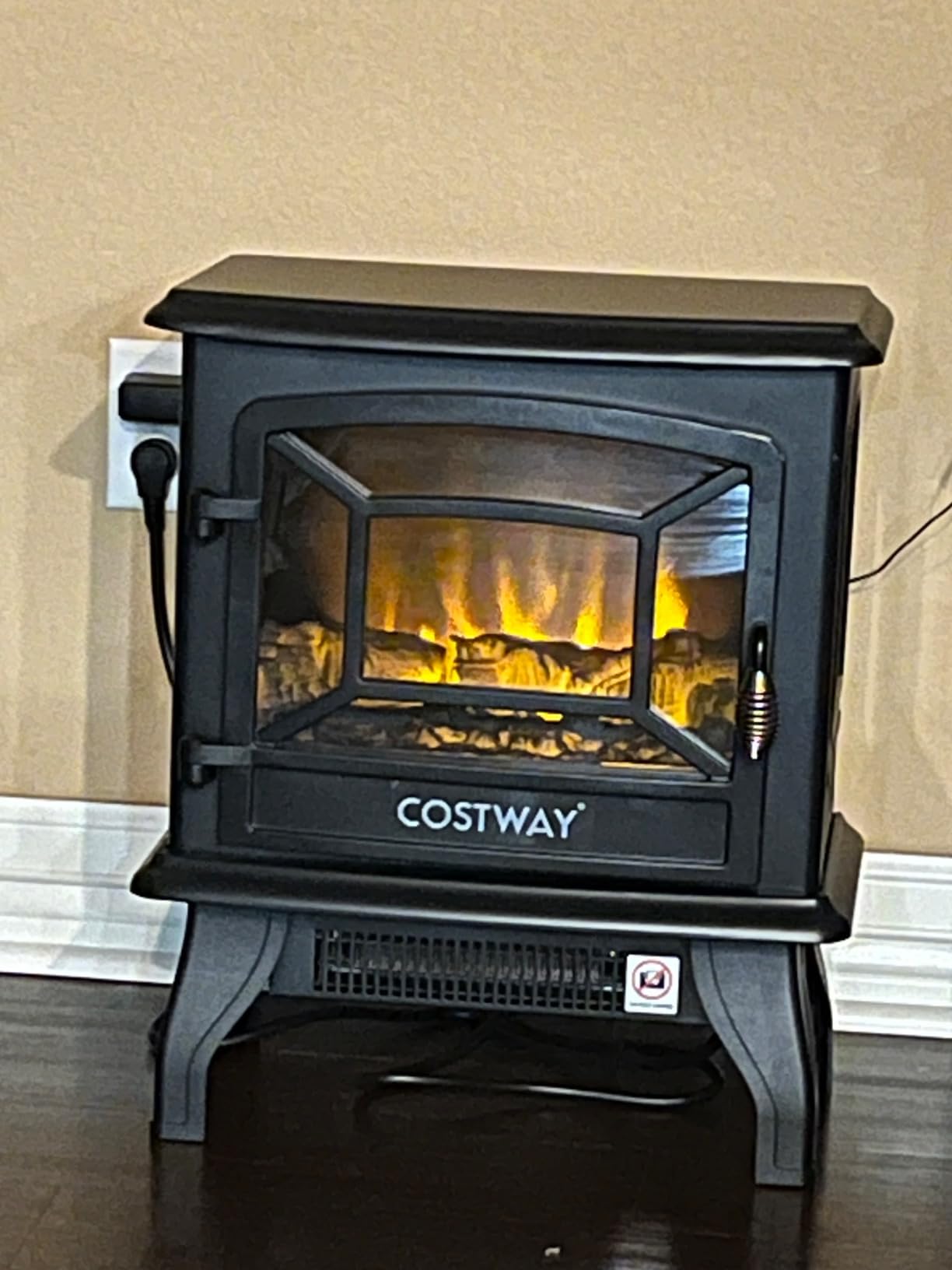 Tangkula 25 Inches Electric Fireplace Stove, 1400 W Freestanding Fireplace Heater, Indoor Electric Stove Heater W/Realistic Dancing Flame Effect, Adjustable Temperature, Overheat Protection customer photo 1