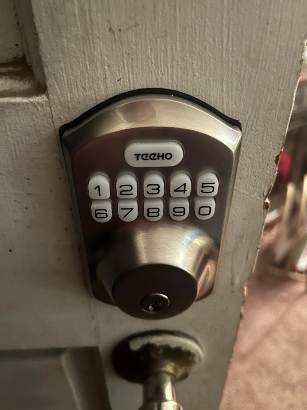 TEEHO TE001 Keyless Entry Deadbolt with Keypad for Front Door, Satin Nickel | ANSI Grade 3 Security, 20 User Codes, Low Battery Alert, IP54 Waterproof, One Touch Lock, Anti-Peep Password & 2 Backup Keys customer photo 2
