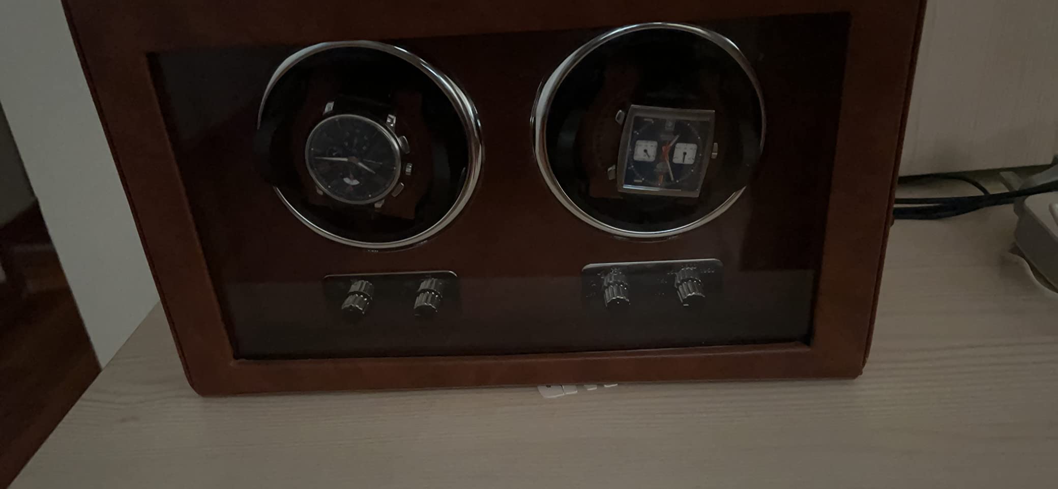 ROTHWELL Double Watch Winder for Automatic Watches with Quiet Motor with Multiple Speeds and Rotation Settings (Black/Grey) customer photo 1