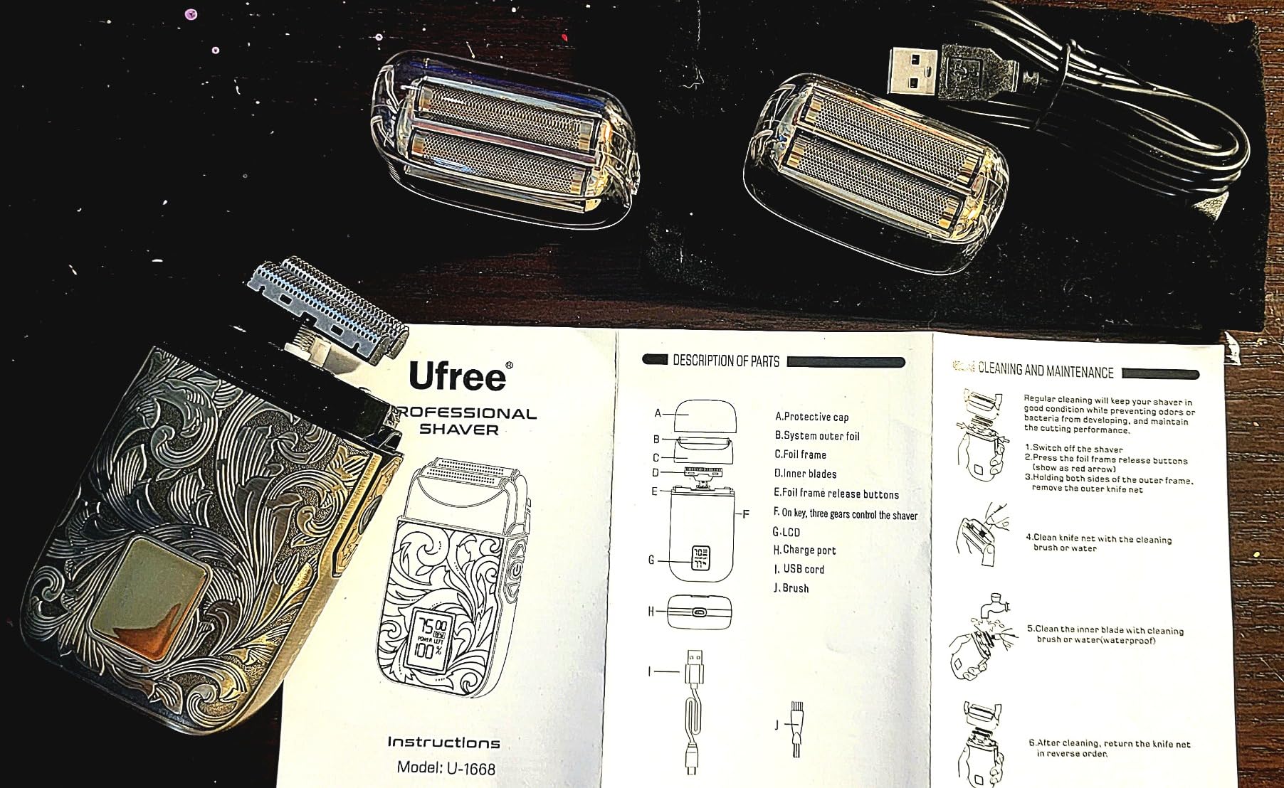 Ufree Foil Shaver for Men, Electric Razor, Face Shaver | Handles 1-2 mm Stubble, 3-Speed Motor for Coarse Thick Hair, Works on Face and Head, Type-C LED Display, Replaceable Foil customer photo 1