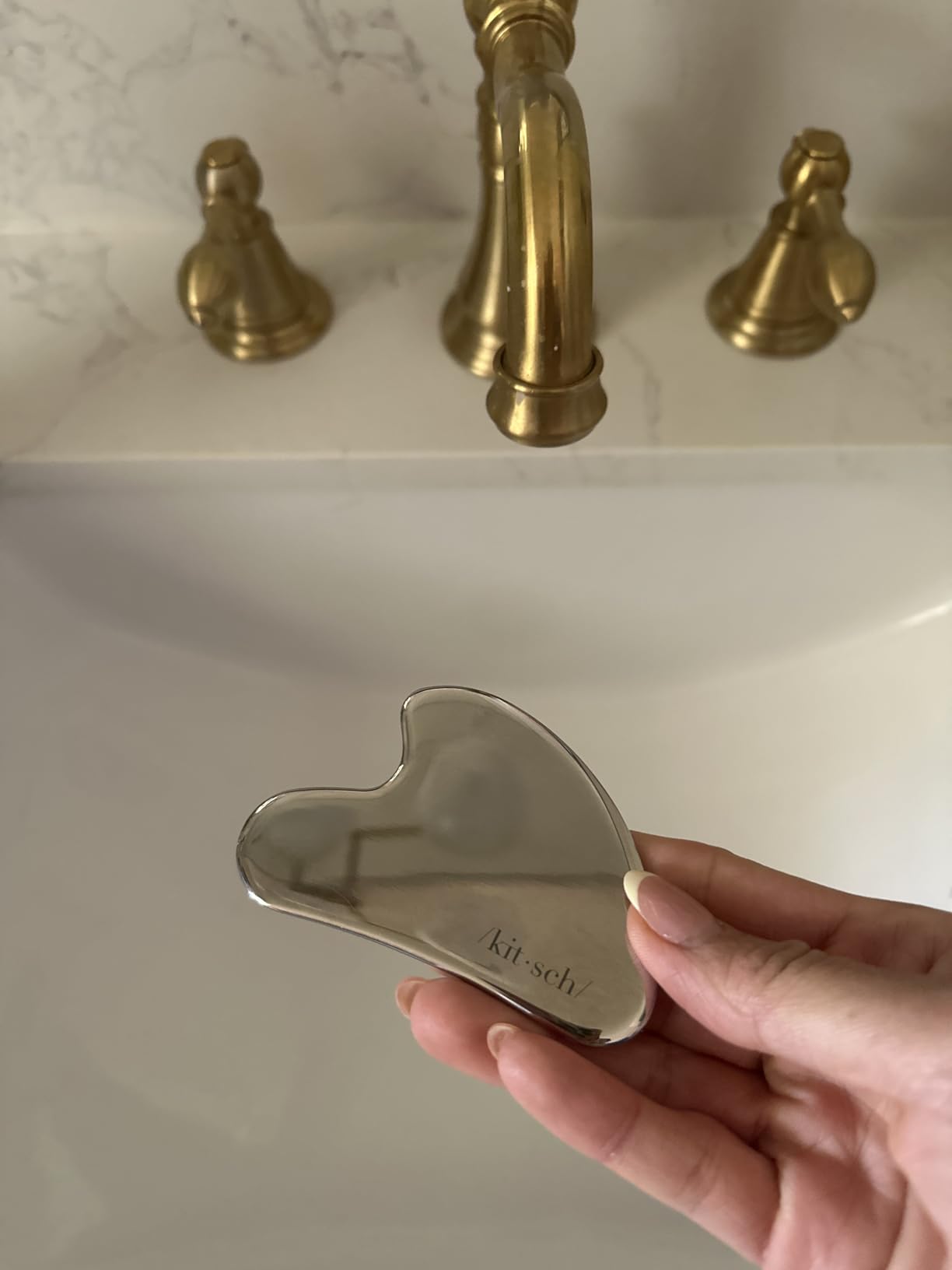 Kitsch Stainless Steel Guasha Tool for Face - Silver | Stainless Steel Gua Sha Facial Tools | Face Sculpting Tool and Double Chin Reducer, Neck & Lymphatic Drainage Massager customer photo 2