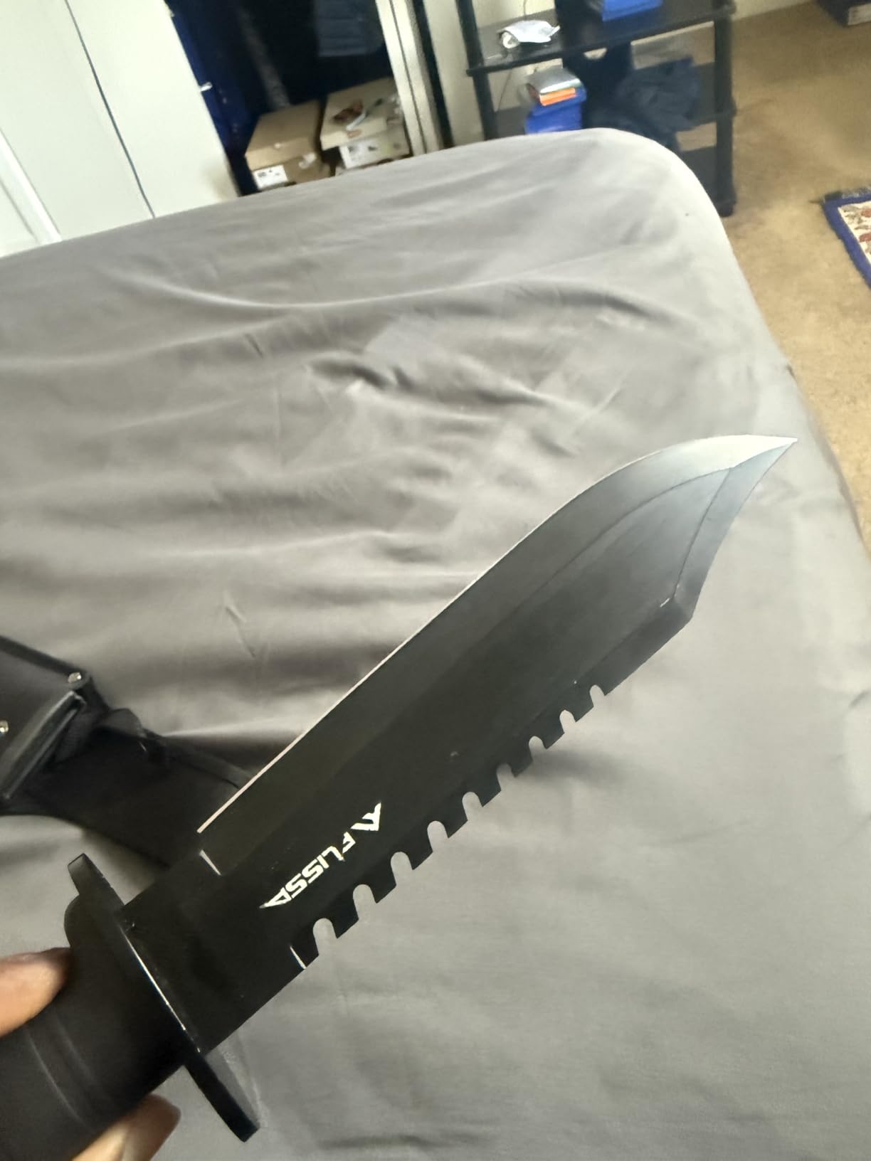 FLISSA Survival Hunting Knife with Sheath, 15-inch Tactical Bowie Knife | Sharpener & Fire Starter Included, Full Tang Fixed Blade, for Camping, Outdoor, Bushcraft customer photo 2
