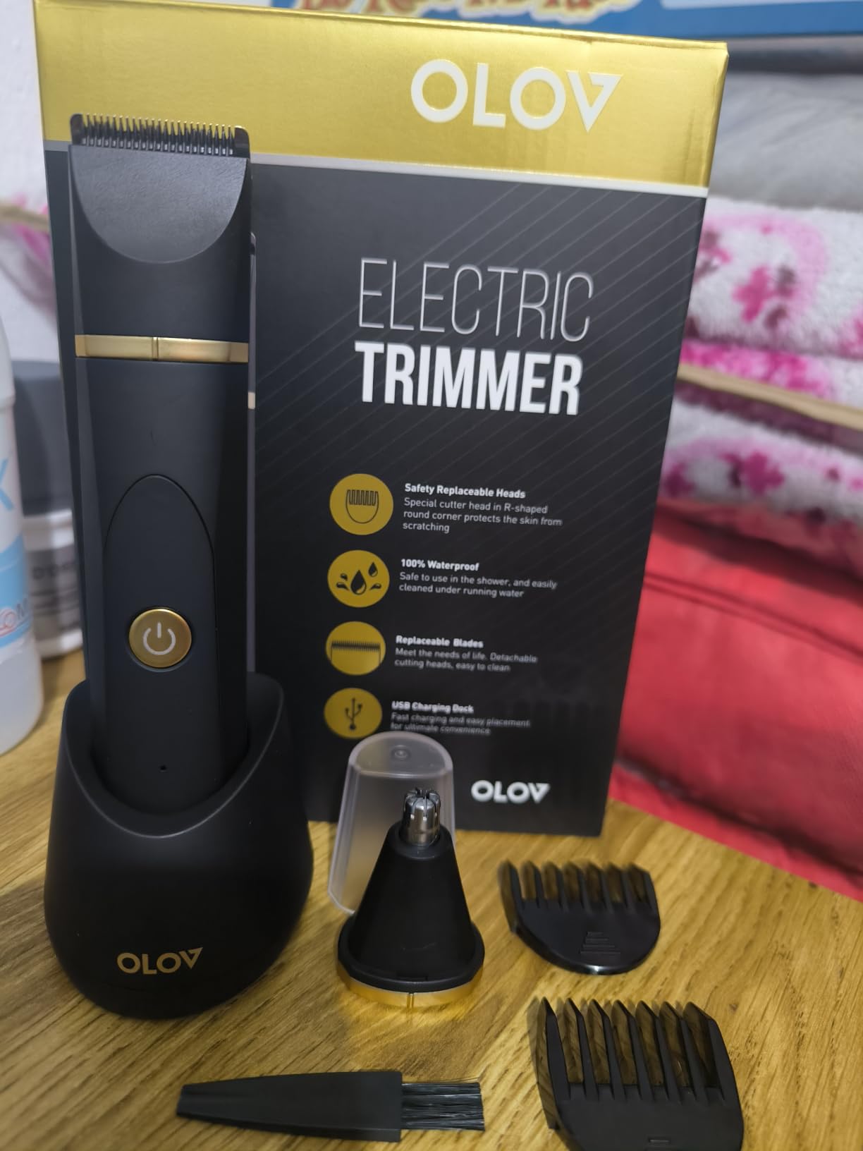 OLOV Electric Body Hair Trimmer - Groin Trimmer for Men - Bikini Trimmer Women - Wet/Dry Shaver Groomer, Replaceable Ceramic Blade Heads, USB Recharge Dock, Waterproof Hygiene Razor, Black customer photo 2
