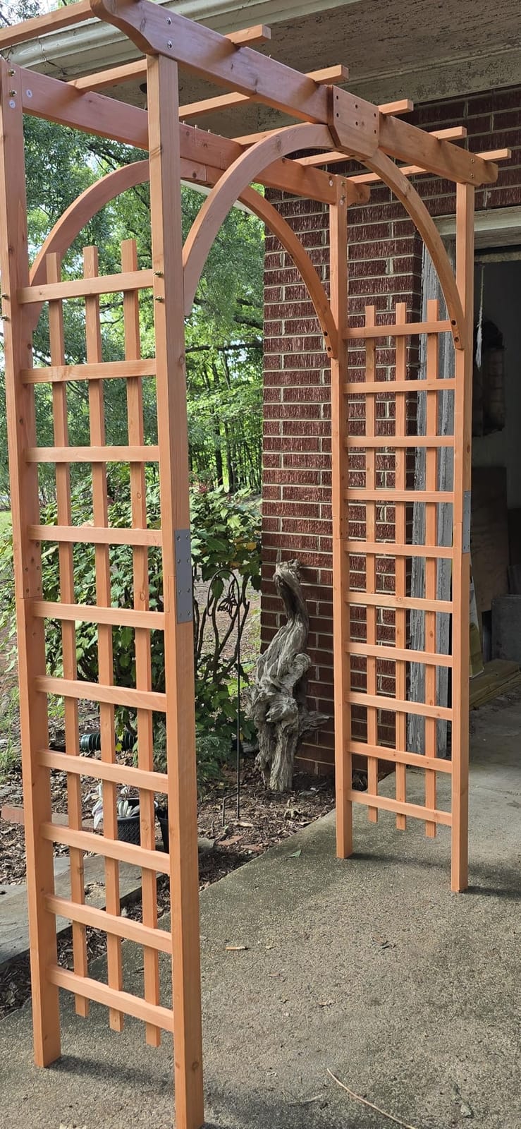 Yaheetech 85in Wooden Garden Arch Arbor Trellis for Backyard Patio Outdoor | Metal-reinforced fir wood arch with lattice sides supports climbing roses, wisteria, and vines as a walk-through entrance. customer photo 2