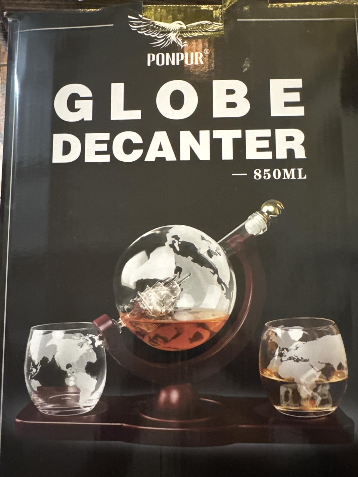 PONPUR Gifts for Men Dad Fathers Day, Whiskey Decanter Globe Set with 2 Ball Stones & 2 Glasses, Anniversary Birthday Gifts for Him Husband Boyfriend Brother, Cool Stuff Gift for Bourbon Scotch customer photo 1
