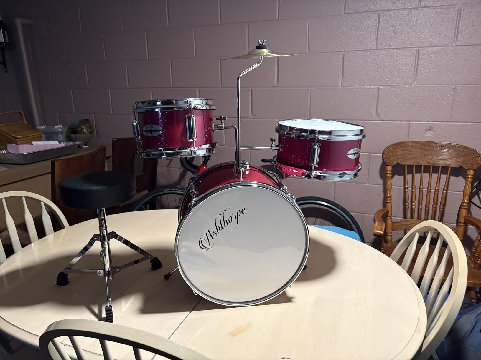 Ashthorpe 3-Piece Complete Kids Drum Set - Junior Beginner Kit with 14