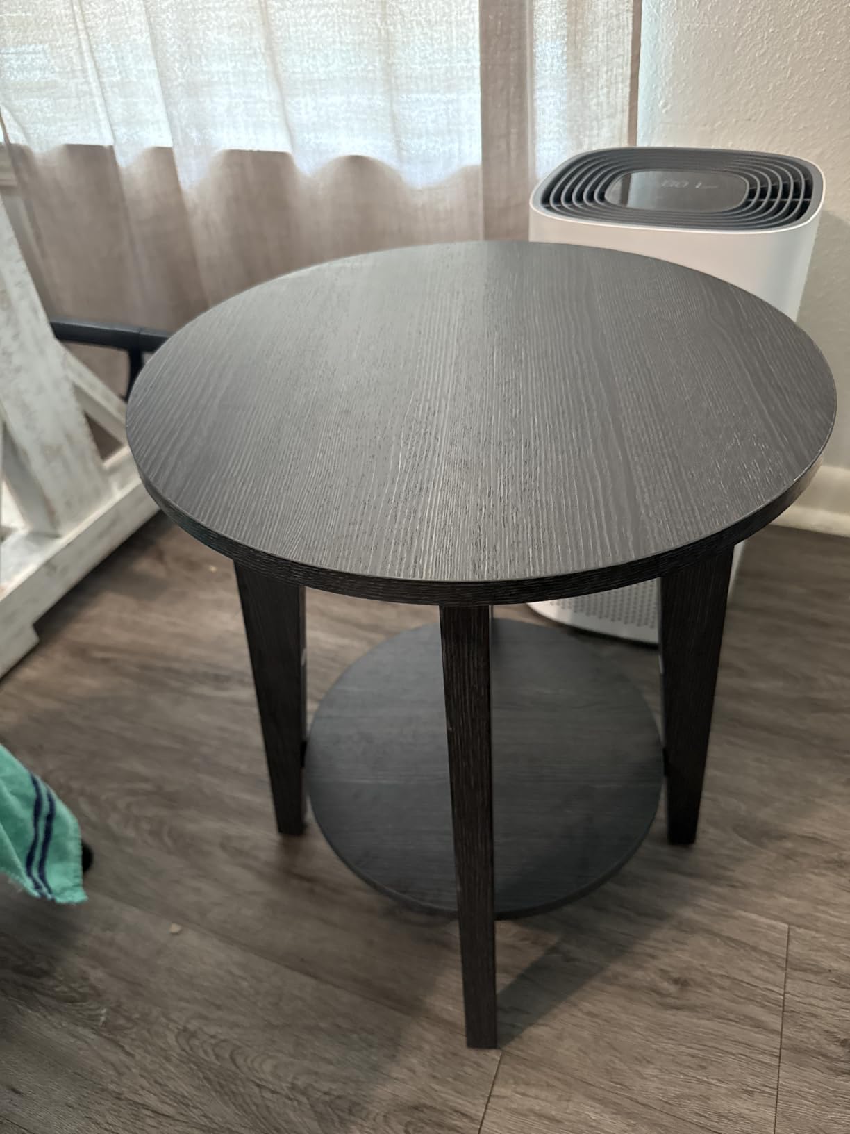 VASAGLE MAEZO Collection - Side Table, 2-Tier Small Round End Table with Tapered Legs, Honey Brown customer photo 1