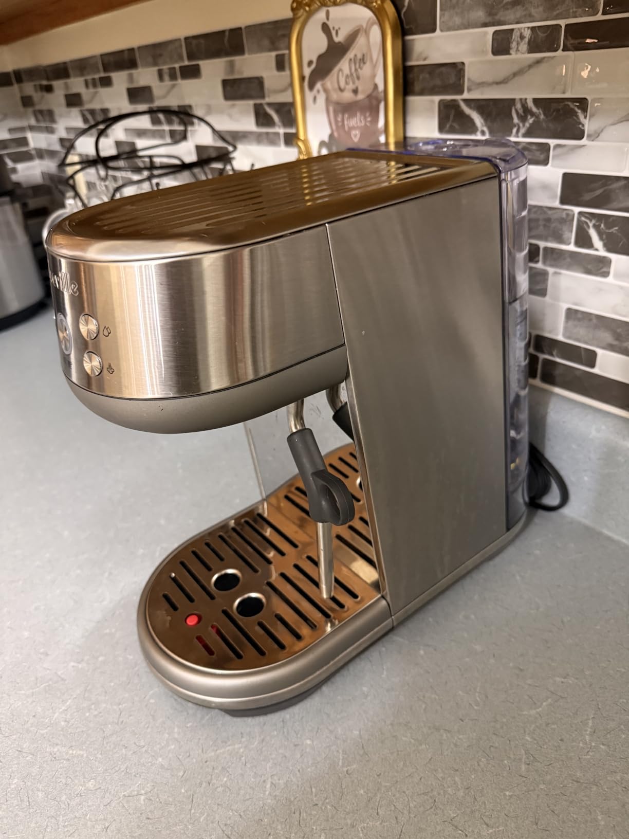 Breville BES450BSS Bambino Espresso Machine, Brushed Stainless Steel | Make café-quality espresso, lattes and cappuccinos at home with this compact, manual coffee maker | Beginner-friendly customer photo 1