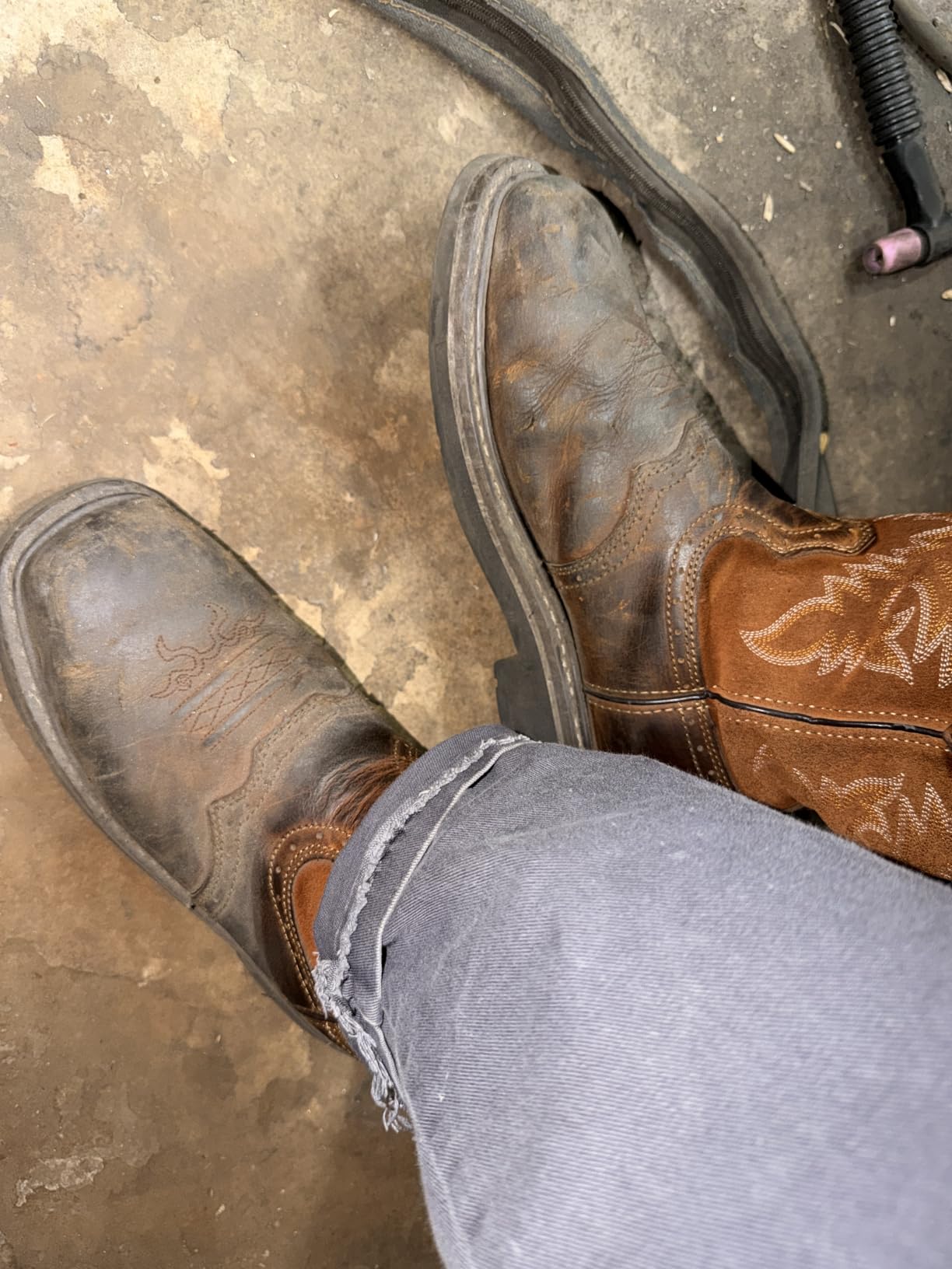 HISEA NINGO Steel Toe Work Boots for Men Square Toe Cowboy Boots | Full-Grain Leather Western Boots, Water & Slip Resistant Steel Toe Boots, Goodyear Welt, EH Rated, for Construction Farming customer photo 1
