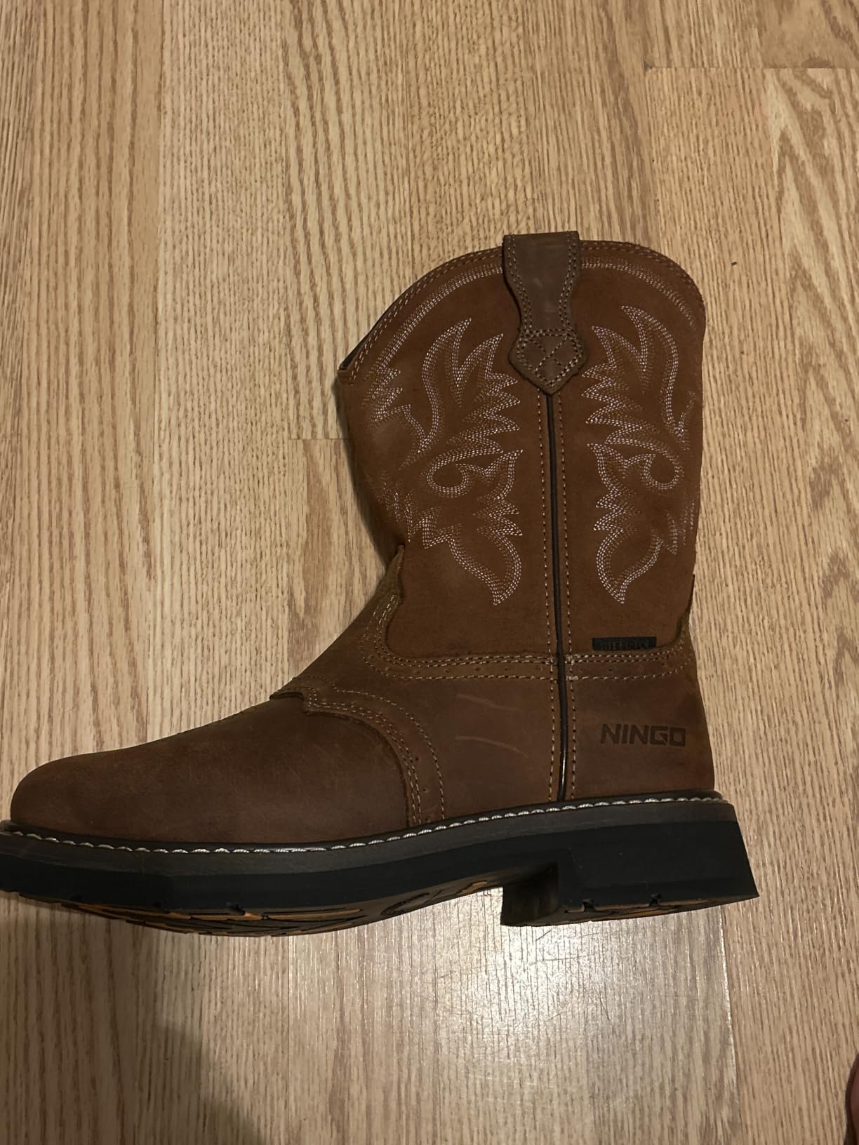 HISEA NINGO Steel Toe Work Boots for Men Square Toe Cowboy Boots | Full-Grain Leather Western Boots, Water & Slip Resistant Steel Toe Boots, Goodyear Welt, EH Rated, for Construction Farming customer photo 2