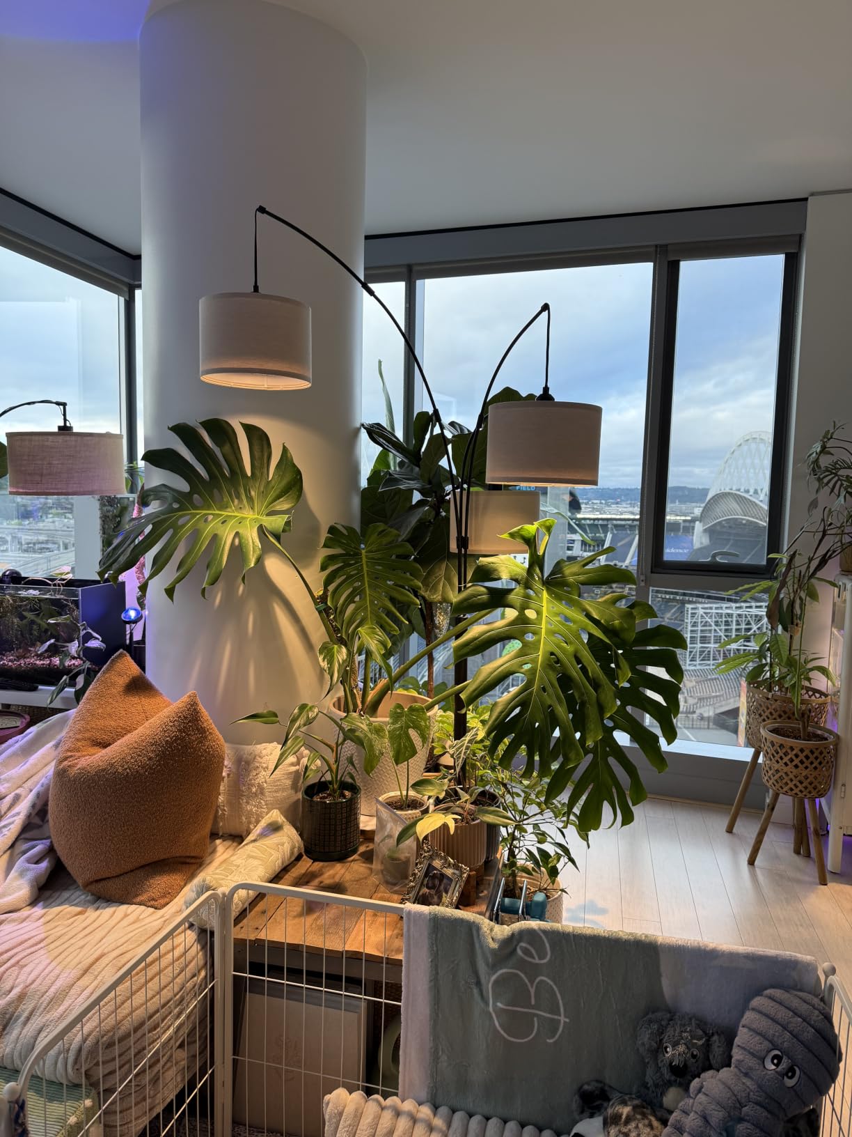 Dimmable 3 Lights Floor Lamp - 3000LM Super Bright Arc Floor Lamps for Living Room, Modern Tall Standing Lamp With Beige Shades, Mid Century Tree Floor Lamp for Bedroom Office, 3 LED Bulbs Included customer photo 1