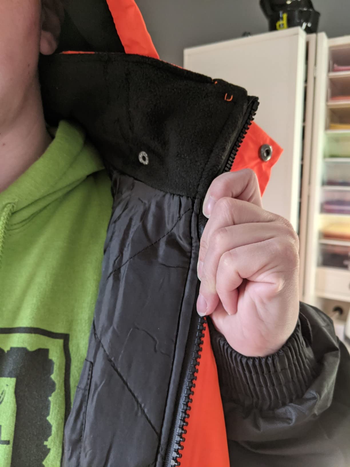 Safety jacket for men, Reflective high Visibility Hooded jacket, Hi-Vis Bomber Jacket with Pockets and Zipper, Waterproof, Black Bottom, ANSI/ISEA 107-2020 Type R Class 3, Lime customer photo 2