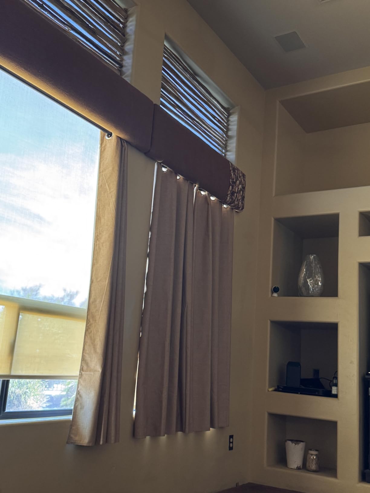 NICETOWN Natural 100% Blackout Linen Curtains 84 inch Long Burg for Living Room, 2 Panels, 52