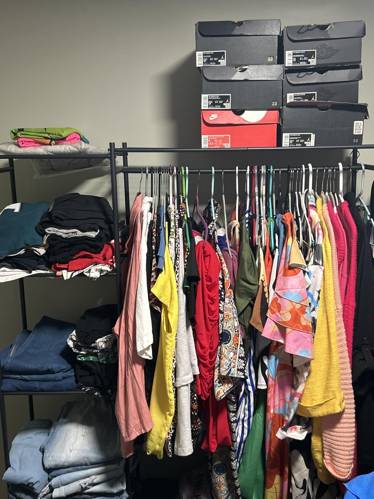Closet Wardrobe, Closet Organizers and Storage System, Metal Clothes Rack | All in one, With 4 Tiers Shelves, Portable & Free Standing, for Hanging Clothes, for Cloakroom Bedroom customer photo 2