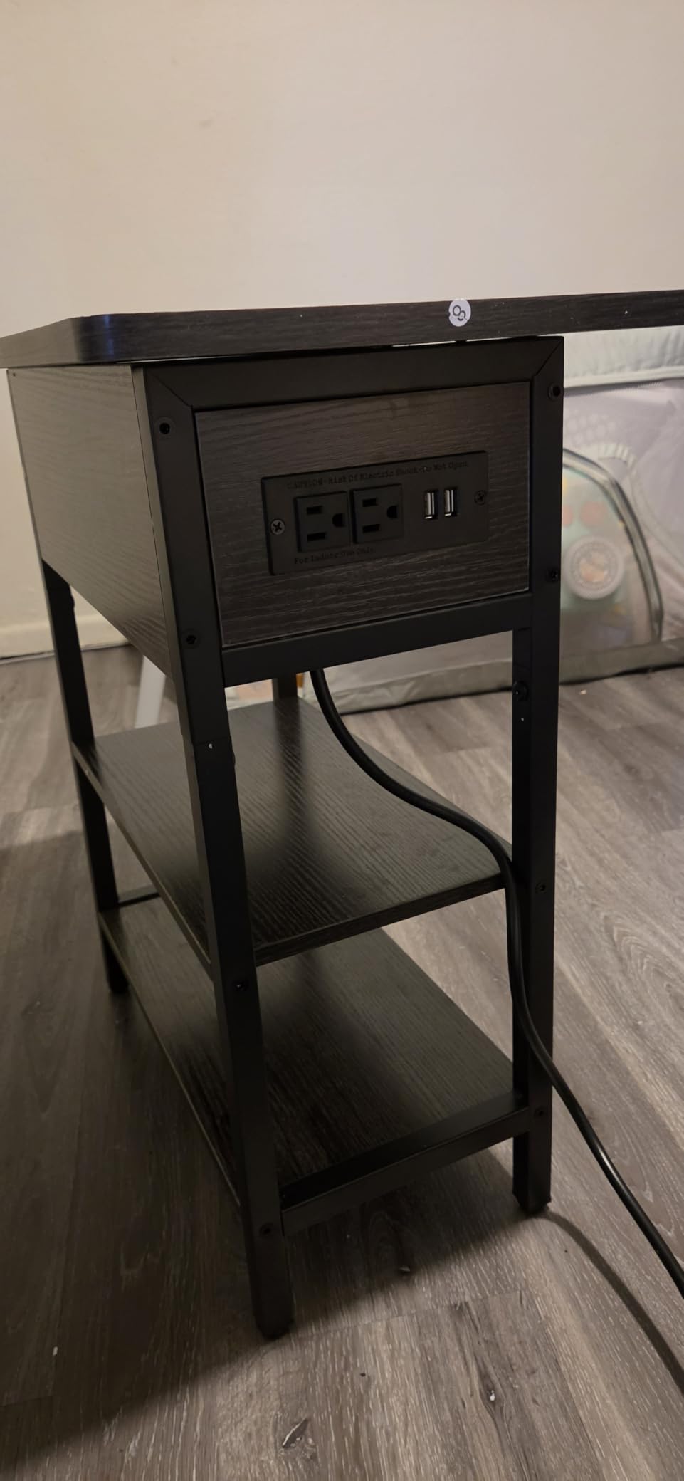 Yoobure End Table with Charging Station, Flip Top Side Table with USB Ports and Outlets, Sofa Couch Table Bedside Table for Living Room Bedroom, Narrow Nightstand with Storage Shelves for Small Space customer photo 2