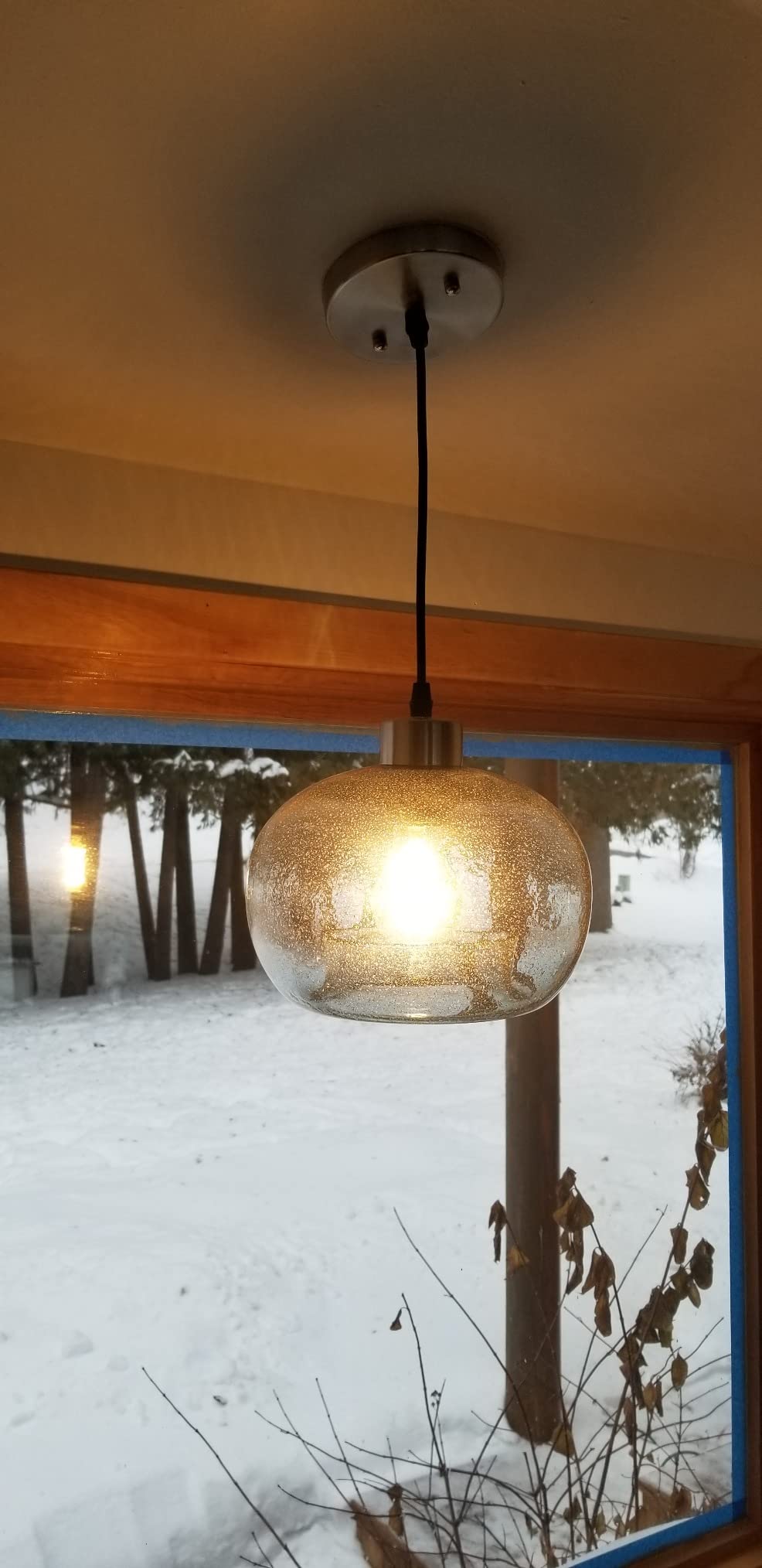 CASAMOTION Glass Pendant Lights, Marble Clear, 2 Pack, Modern Rustic Kitchen Island Dining Room Table, Adjustable Cord, Brushed Nickel, ETL Certification customer photo 2