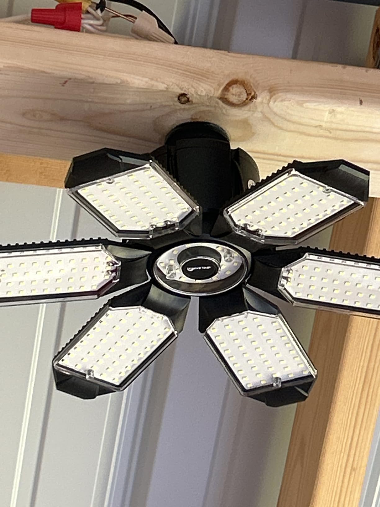 Garage Lights - 32000LM LED Garage Ceiling Lights 6500K Daylight, Super Brighter LED Shop Light w/ 6 Deformable Panels Screw in E26/E27 Light Bulb for Workshop Storage Warehouse Attic, 2 Pack customer photo 1