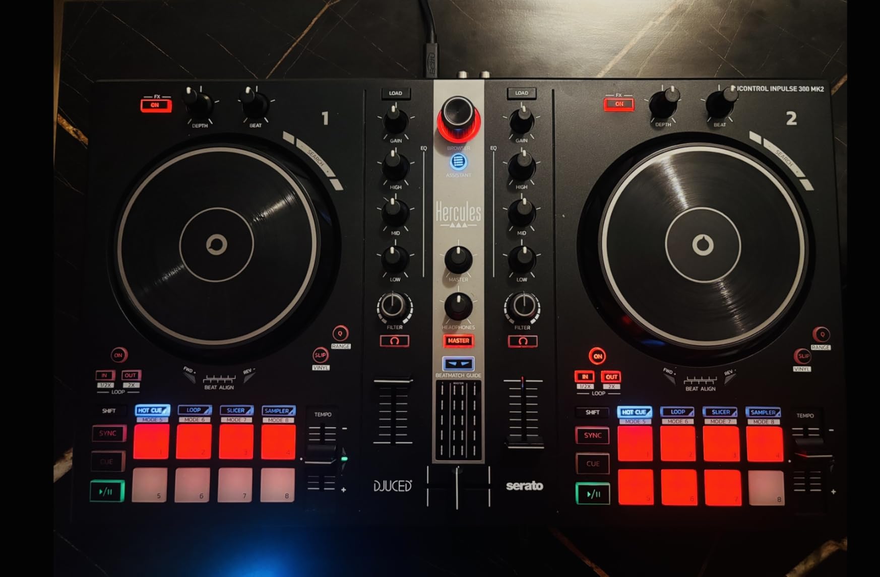 Hercules DJControl Inpulse 300 MK2 USB DJ Controller - Beginner DJ Set, 2-Deck Mixer with Built-In Sound Card, 16 Pads, Serato DJ Lite & DJUCED Software Included | 2-Deck USB Dj Controller, Built-in Audio, 3.5mm Out, 16 Rgb Pads, Touch Jogs, Serato Dj Lite and Djuced customer photo 1