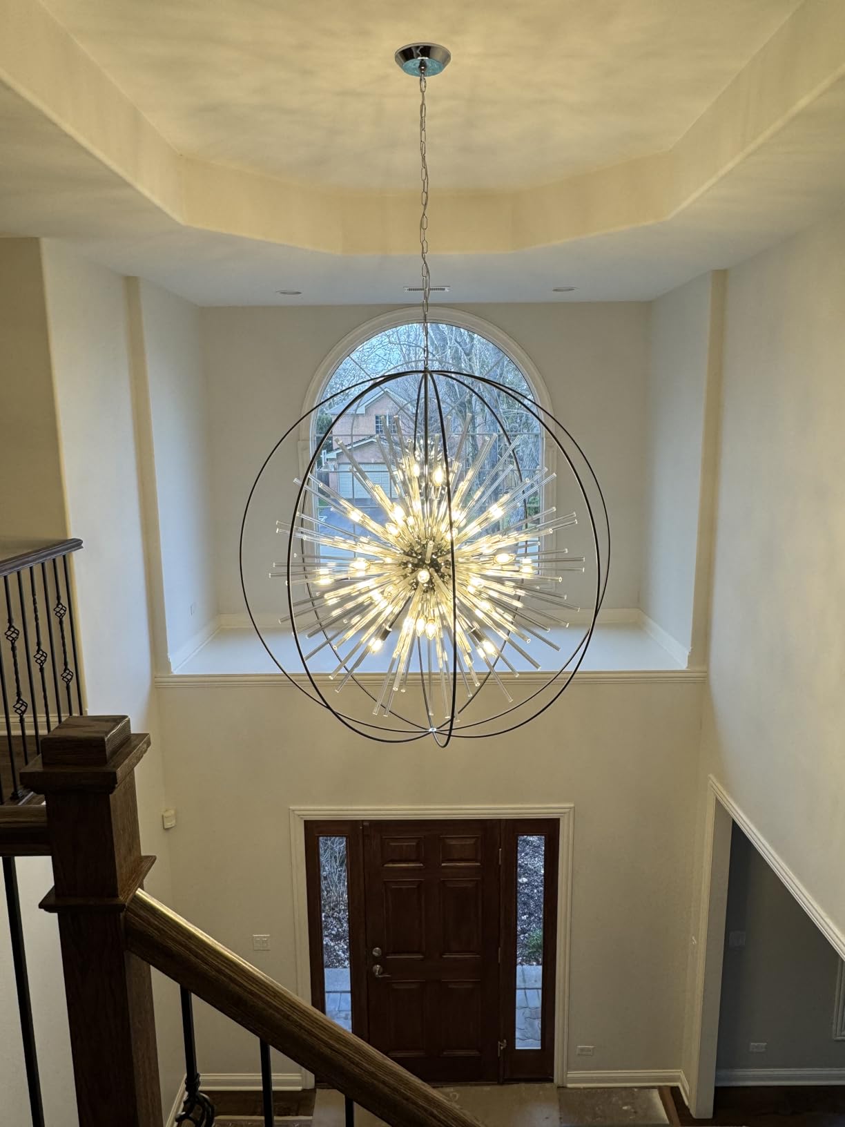 Vezzio Modern Black Crystal Chandelier for Entryway Foyer High Ceiling | D28