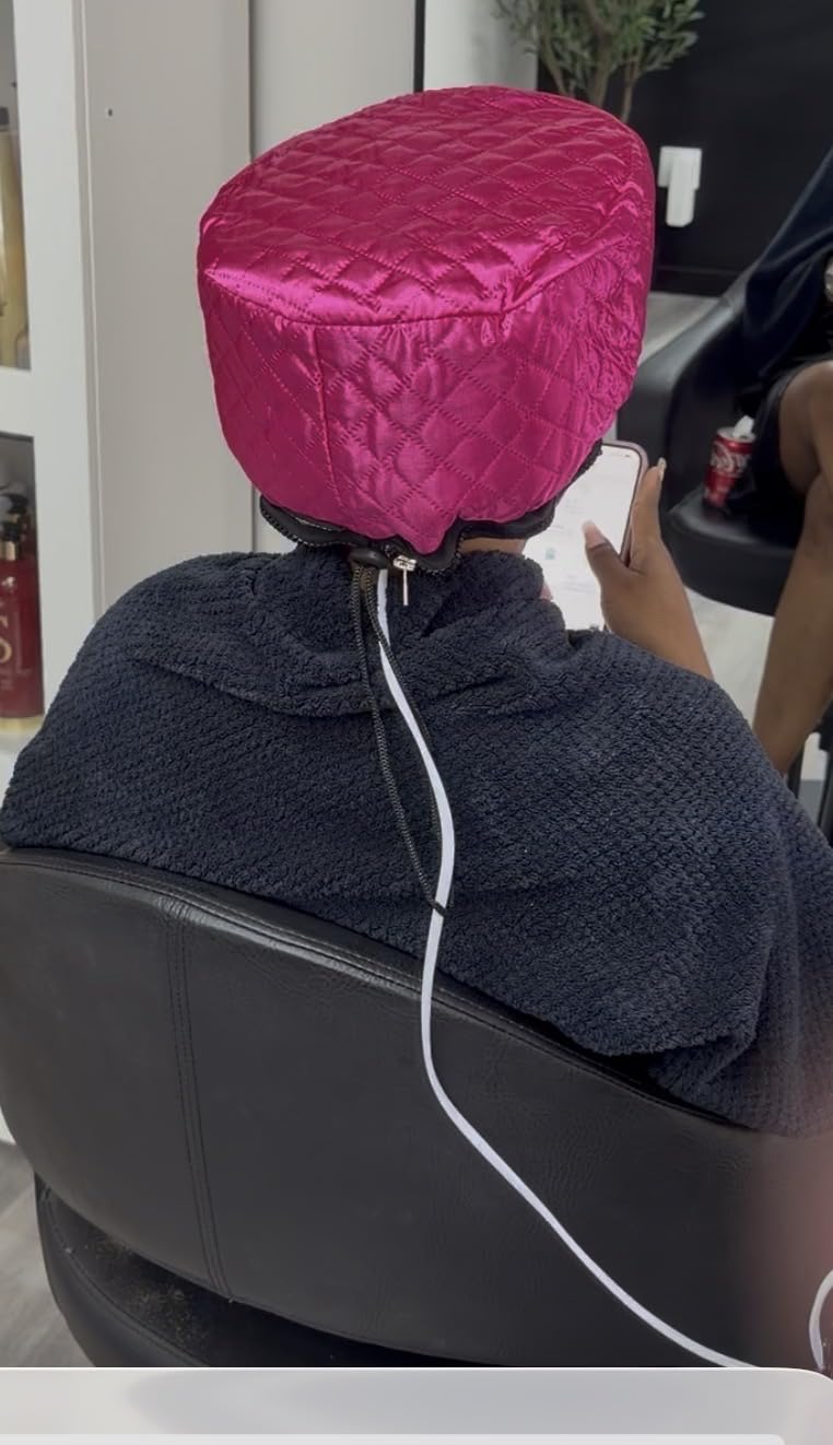 Heat Cap for Deep Conditioning, Ingeware Thermal Cap for Hair Steamer Cap for Natural Hair Portable Electric Heat Hair Spa Cap for Home Use Pattern (Solid Black) customer photo 2