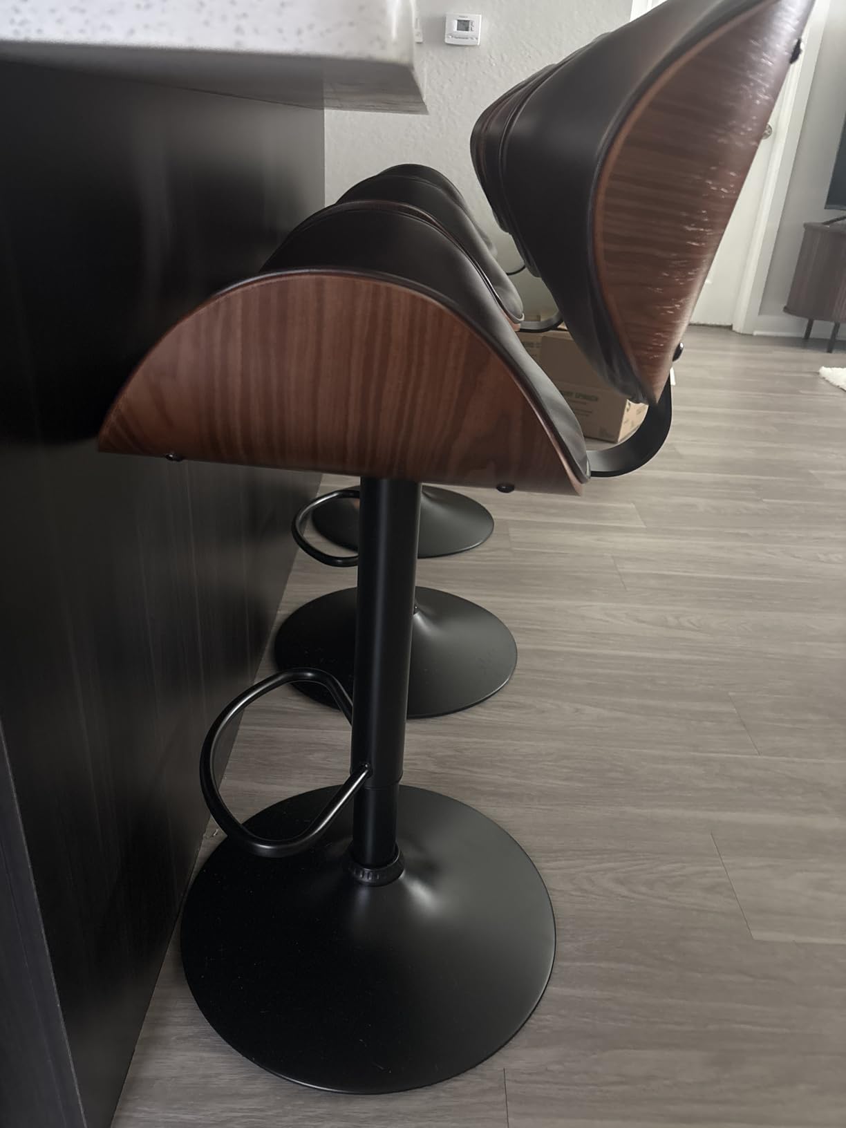 YaFiti Swivel Bar Stools Set of 2, Bar Stools for Kitchen Counter, Black | Modern PU Leather Upholstered Bar Chair with Back and Footrest, for Bar, Kitchen, Dining Room customer photo 2