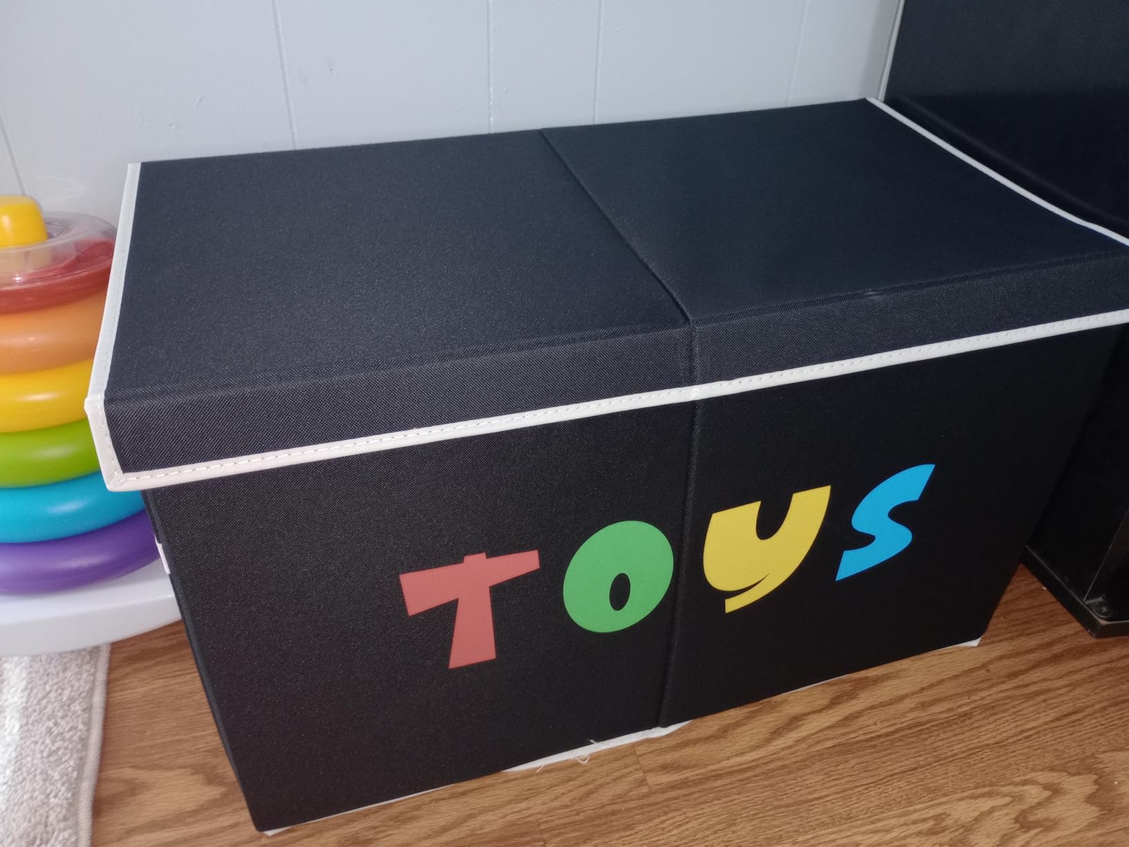 YOLOXO Toy Box Chest, Collapsible Sturdy Storage Bins with Lids, Extra Large Kids Toy Storage Organizer Boxes Bins Baskets for Kids, Boys, Girls, Nursery Room, Playroom, Closet (BLACK) customer photo 2