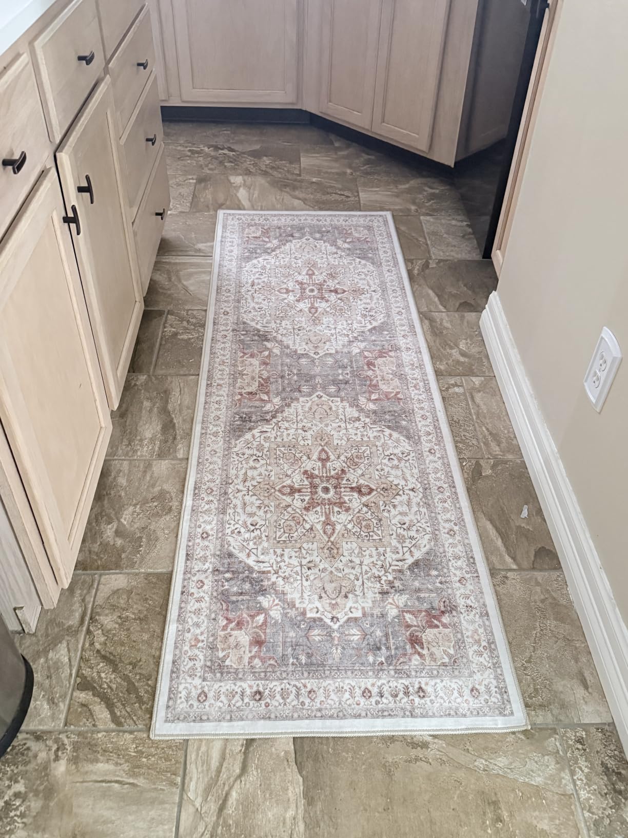 Tortania Area Rug 9x12 Living Room Rug Washable Soft Cream/Blue | Vintage Oriental Farmhouse Carpet for Bedroom/Office/Under Dining Table, Home Decor Low Pile Busy Home Use customer photo 1