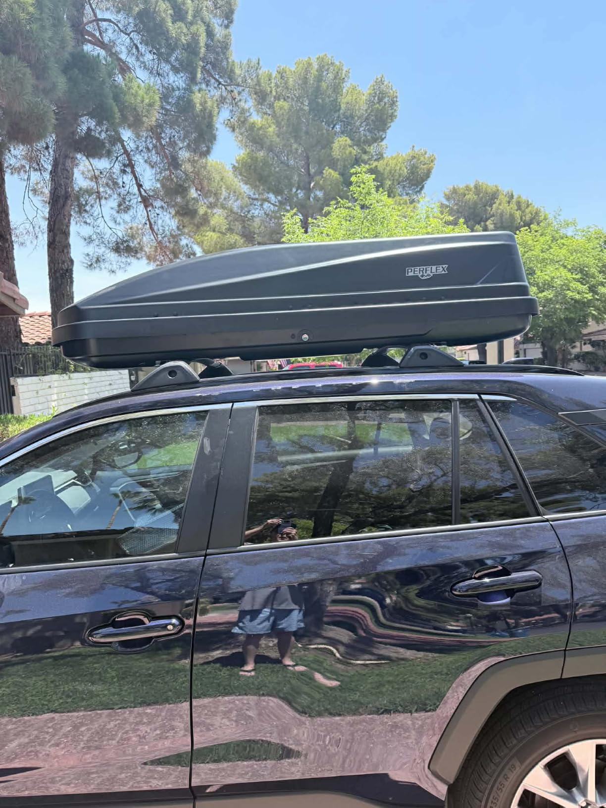 Perflex Exclusive Rooftop Cargo Box Carrier Large 17.7 Cubic Feet Car Top Mount Travel Luggage Storage, Dual Side Opening, 130 Lbs Weight Capacity, Extra Keys, Straps (White) customer photo 1