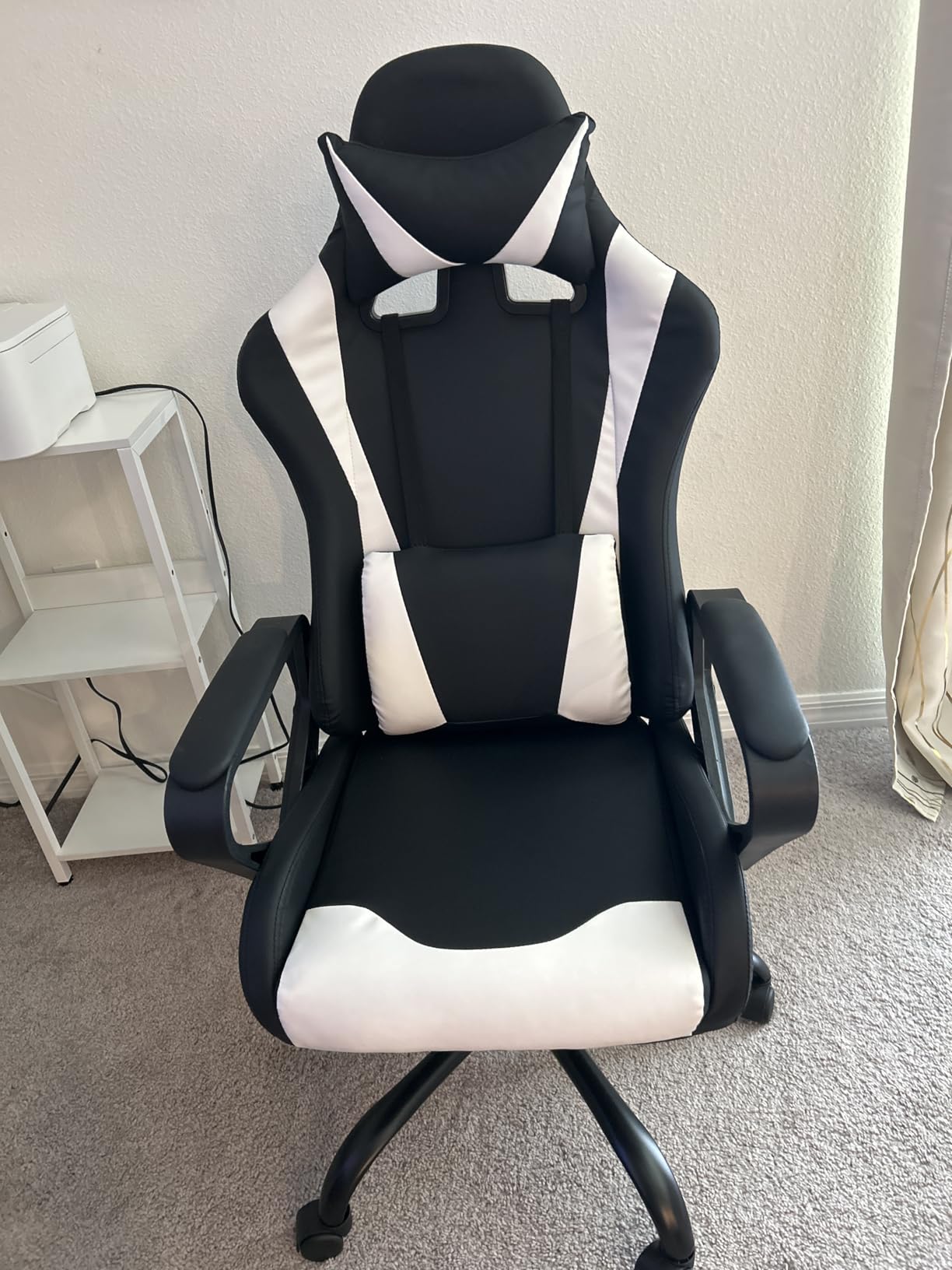 Gaming Chair, High-Back Ergonomic Home Office Chairs for Kids, White | Height Adjustable Video Game Chair, Reclining Computer Chairs with Lumbar Support Armrest Headrest for Adults customer photo 1