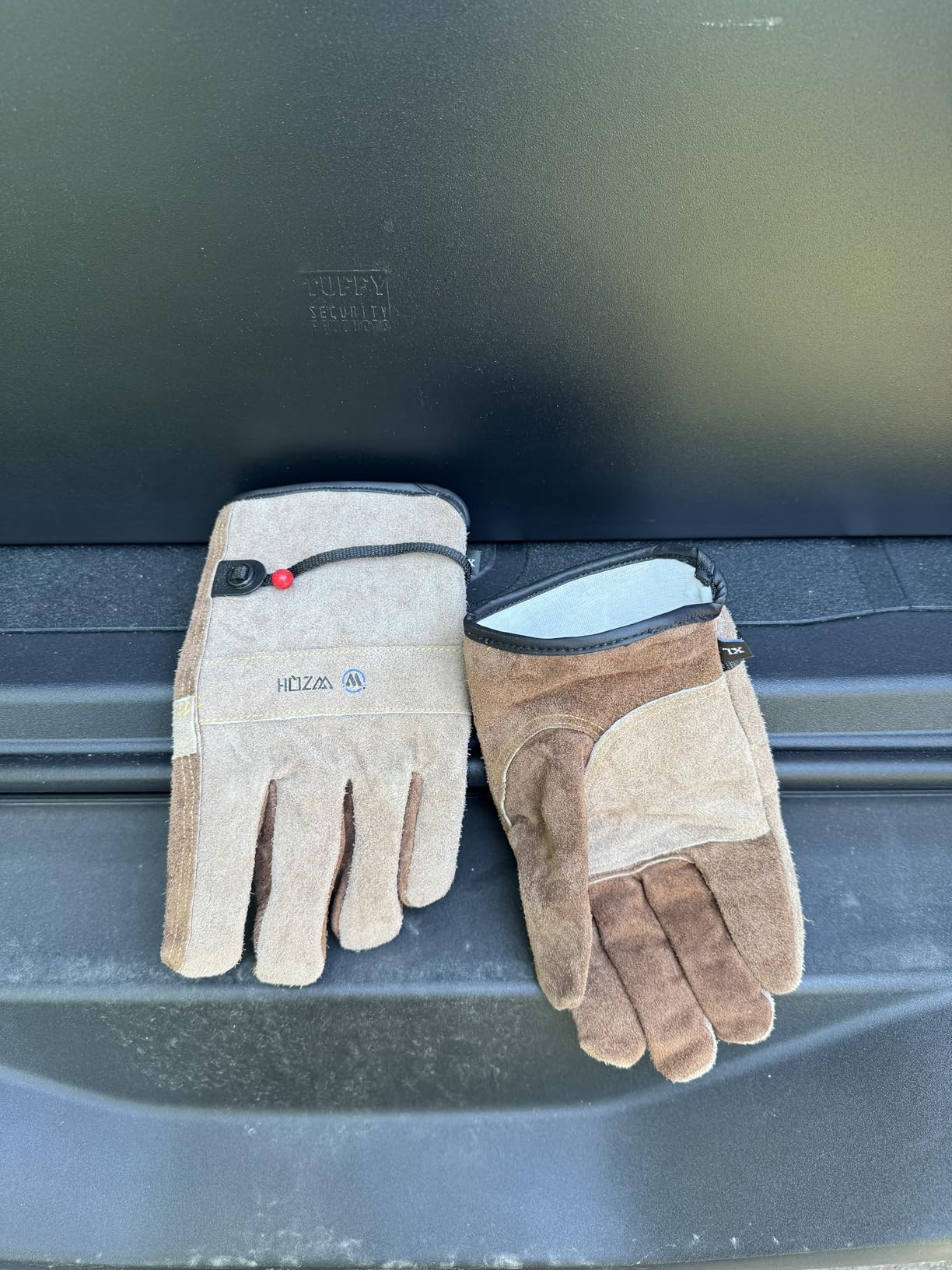 WZQH Leather Work Gloves for Men or Women, Gardening, Welding, Coffee-grey L | Glove for Tig, Mig, Construction, Chainsaw, Farm, Ranch, etc. Cowhide, Soft Lining, Utility, Firm Grip, Durable customer photo 2