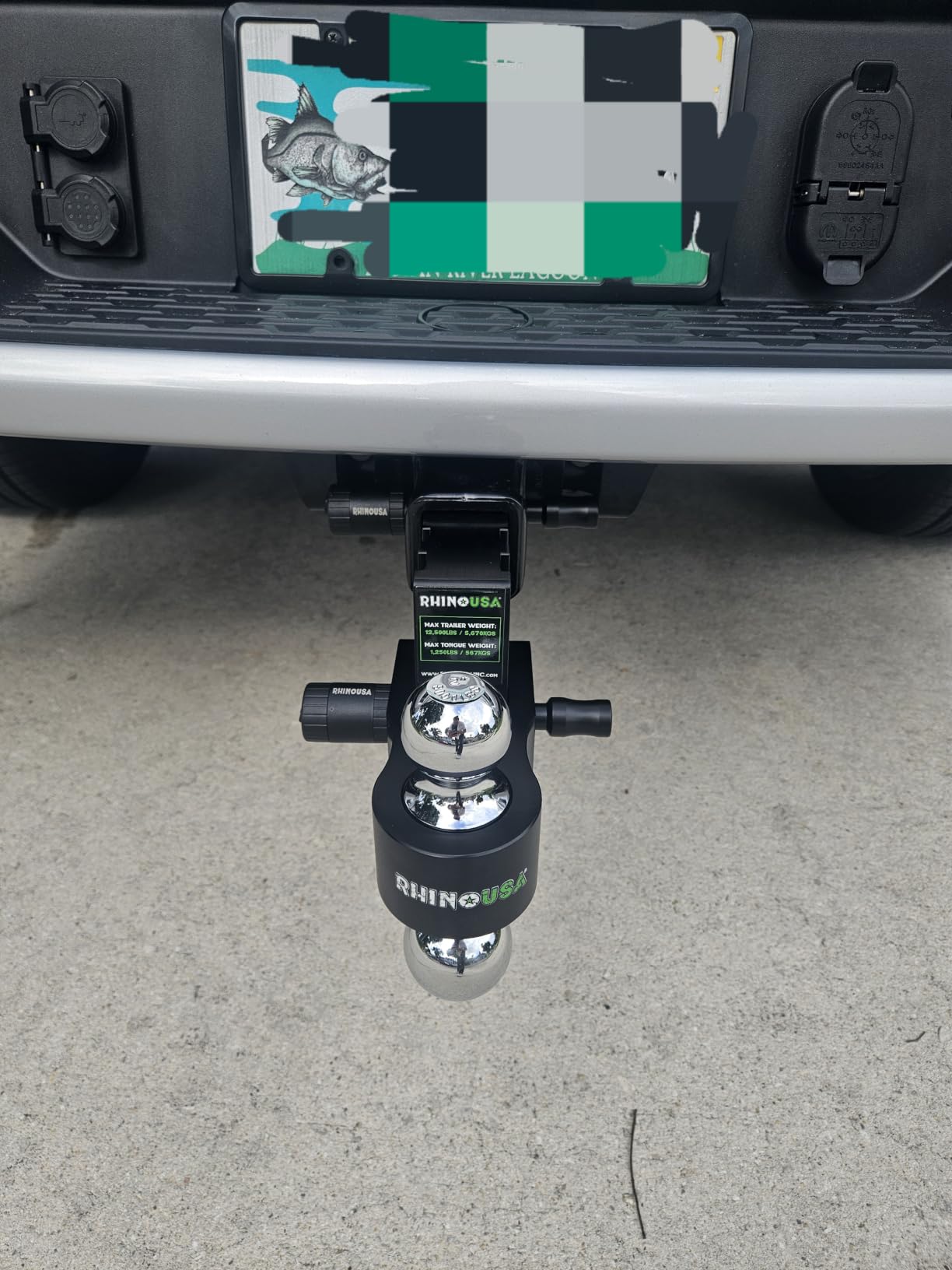 Rhino USA Adjustable Trailer Hitch (2in Receiver) - 6in Drop/Rise | 12,500lbs GTW, Heavy Duty Aluminum. Weatherproof Double Anti-Theft Locking Hitch Pins Included for Towing. Black customer photo 2