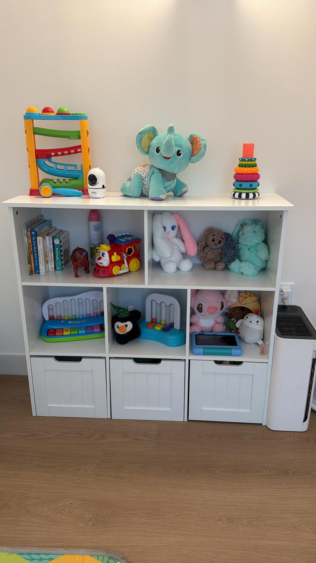 FOTOSOK Toy Storage Organizer with Movable Drawers, Toy Organizer for Kids | Toy Organizer with Hidden Wheels, Toy Storage and Stuffed Animal Storage for Playroom, Cube Storage Organizer, White customer photo 1