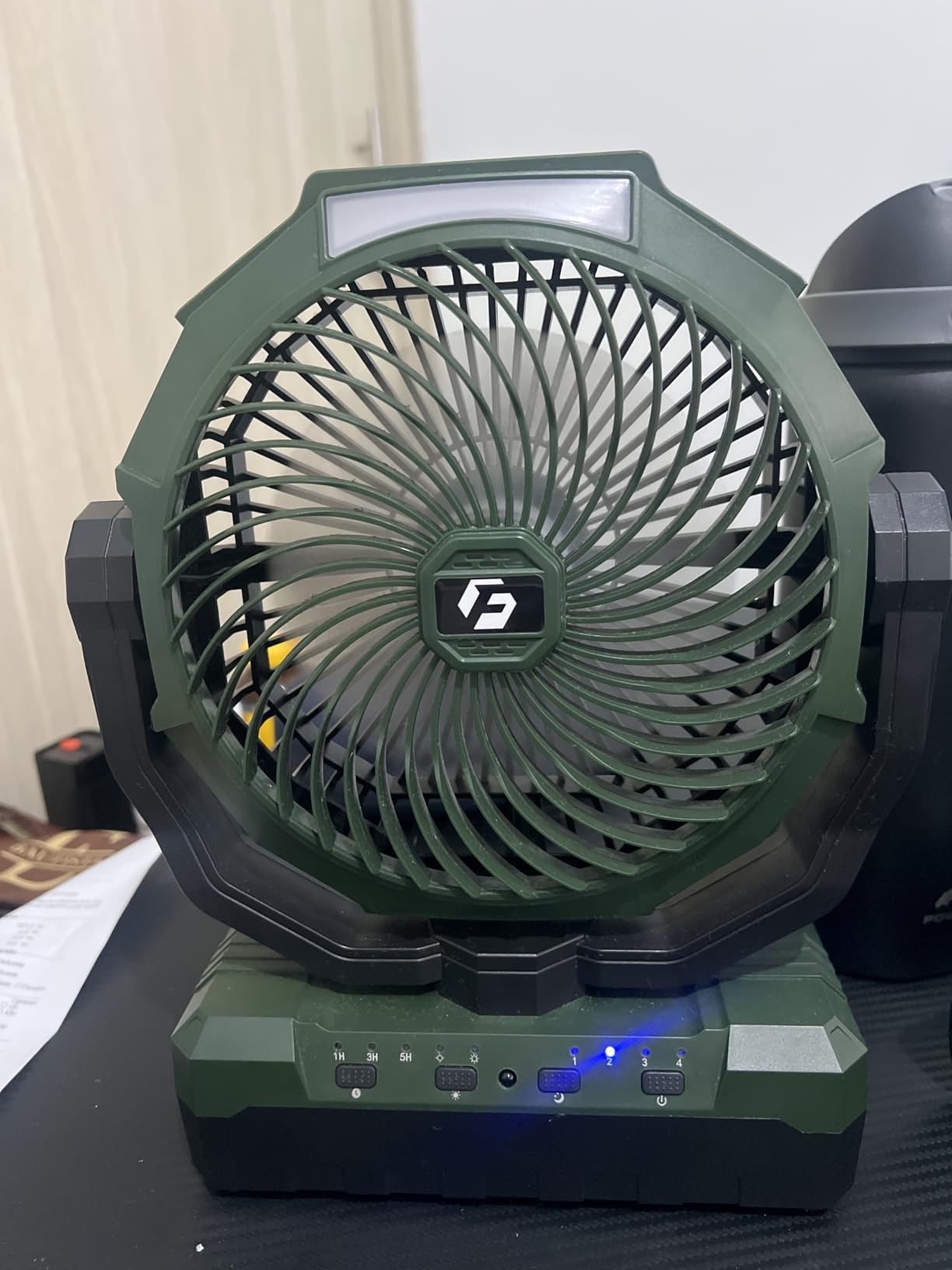 FRIZCOL 3-in-1 Camping Fan - Portable Fans Rechargeable - 24000mAh Battery Powered Fan with Light & Remote for Indoor, Outdoor, Tent, Travel, Fishing, Jobsite, Gifts for Men Dad Him - Green customer photo 1