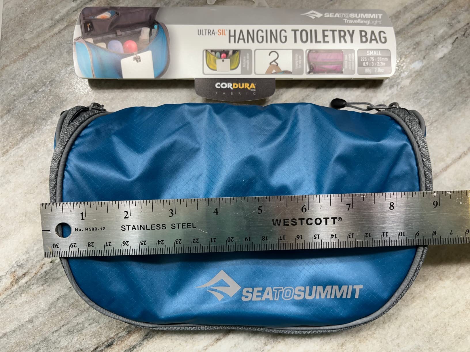 Sea to Summit Small Hanging Toiletry Bag, Travel Organizer, Atoll Blue | Ultralight, super-compact hanging toiletry bag organizes essentials for minimalist travel and outdoor adventures customer photo 1