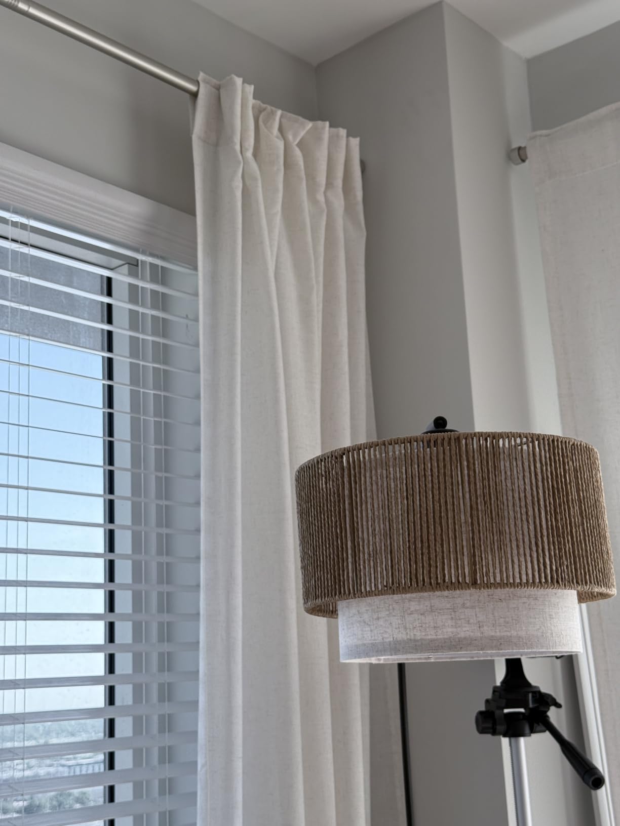 Back Tab Linen Curtains 96 inches Long 2 Panels Set for Living Room Sliding Glass Door Ivory Cream Semi Sheer Curtains Light Filtering Canvas Cloth Linen Drapes 96 inch Floor to Ceiling Length customer photo 2