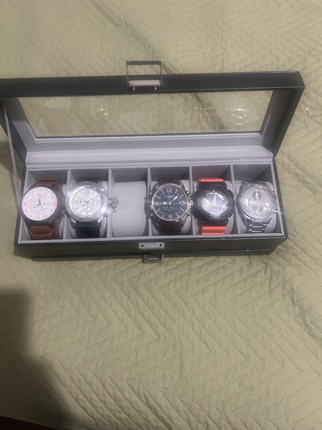 ProCase Watch Box, 6 Slot Watch Display Case with Drawer - Espresso, Mens Watches Case with Glass Lid, 2-Layer Mens Jewelry Organizer Storage Holder customer photo 1