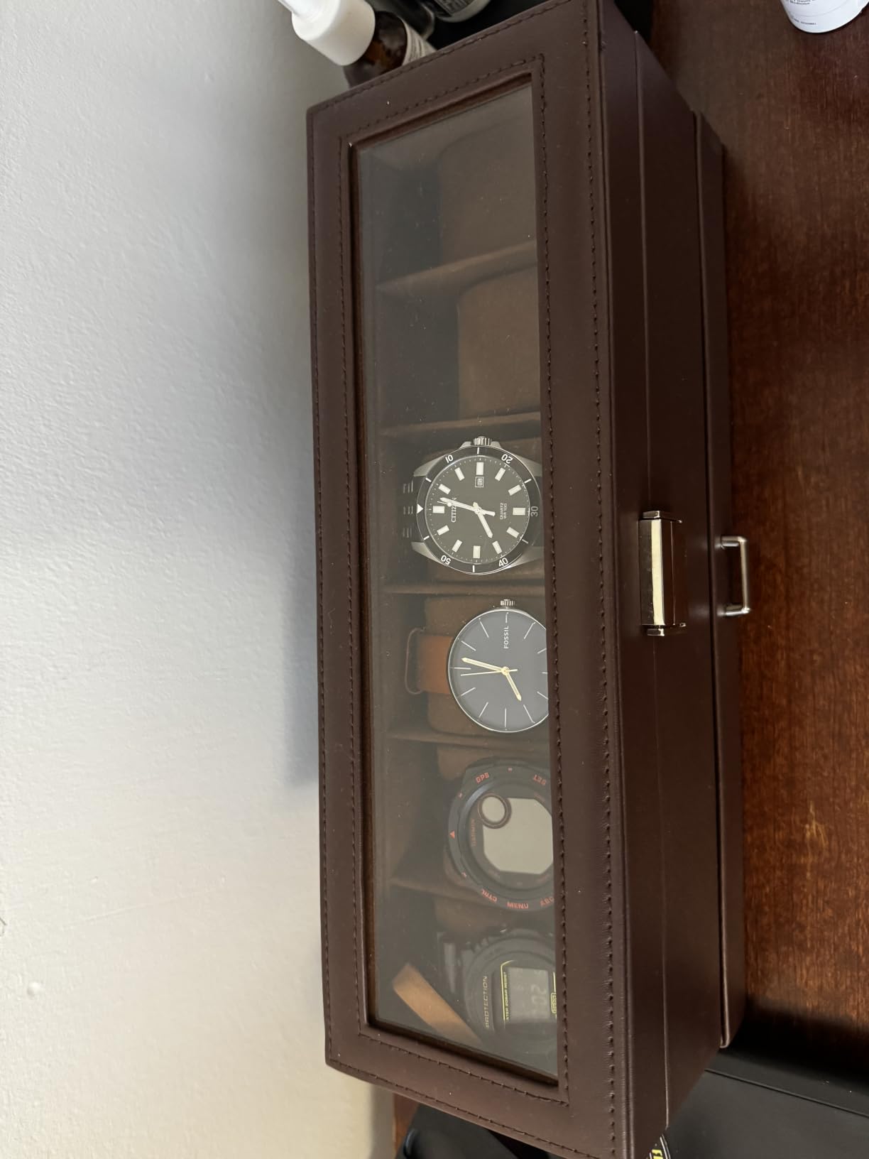ProCase Watch Box, 6 Slot Watch Display Case with Drawer - Espresso, Mens Watches Case with Glass Lid, 2-Layer Mens Jewelry Organizer Storage Holder customer photo 2