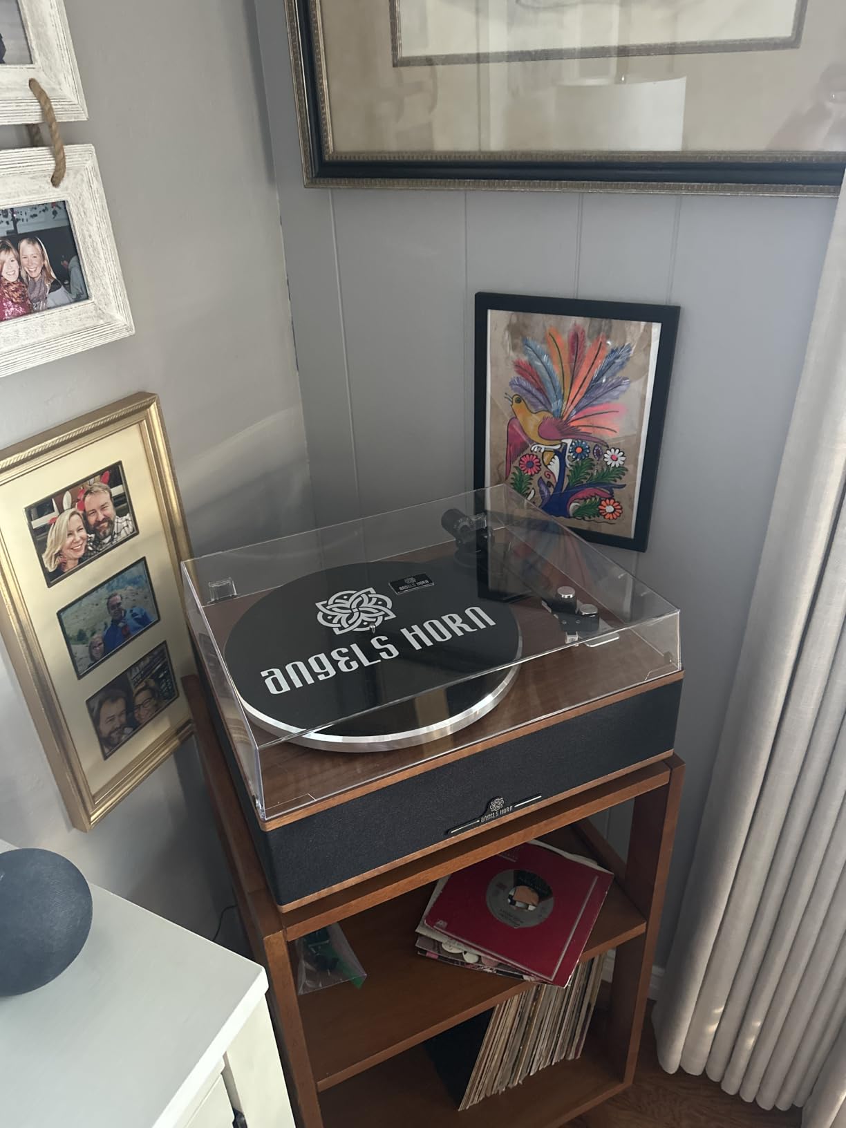 ANGELS HORN Bluetooth Vinyl Record Player with Built-in Speakers, AT-3600L customer photo 2