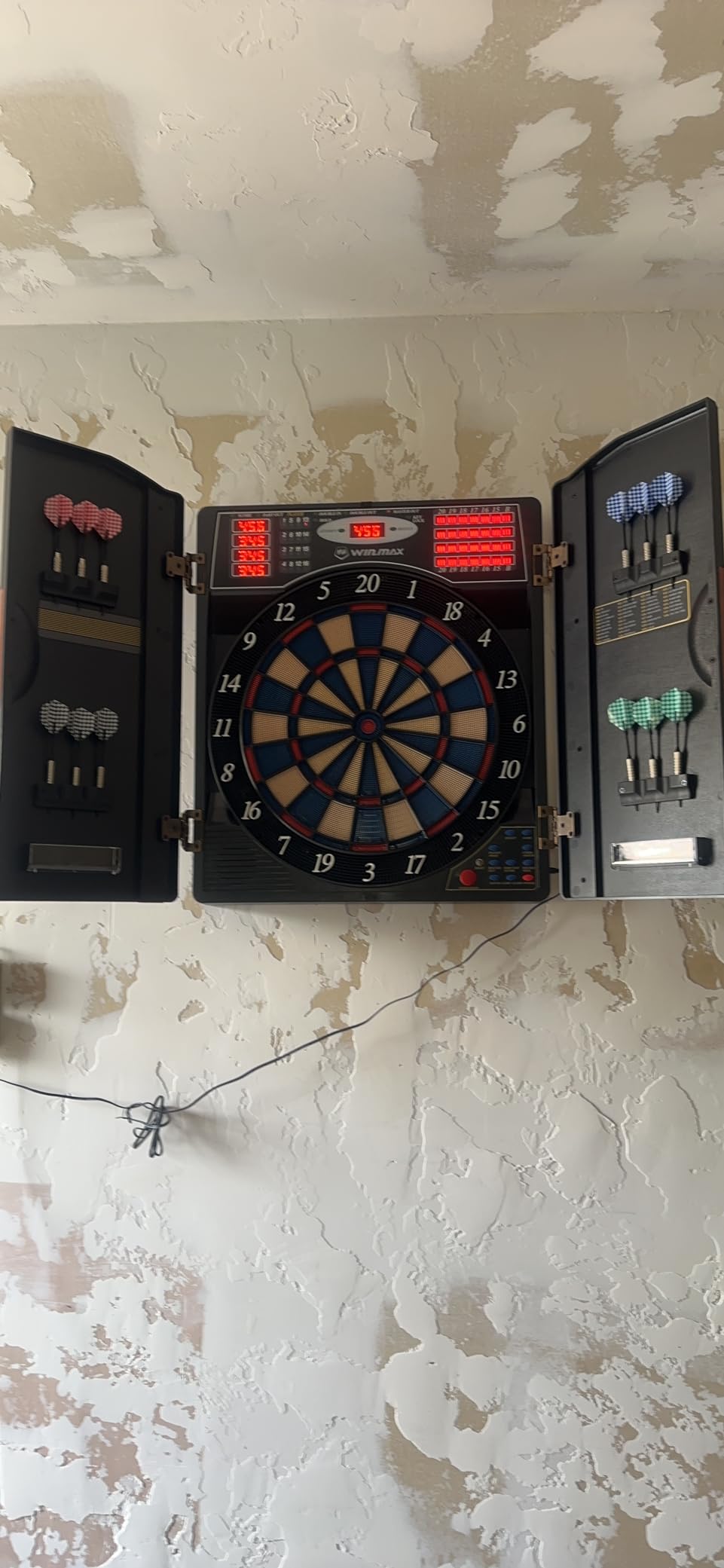 WIN.MAX Electronic Dart Board, Soft Tip Dartboard Cabinet Set for Adults, LED Scoring Dartboard with 38 Games & 211 Variants, Up to 16 Players, 12 Darts+40 Tips, Wall Mount for Bar Game Room Man Cave customer photo 1