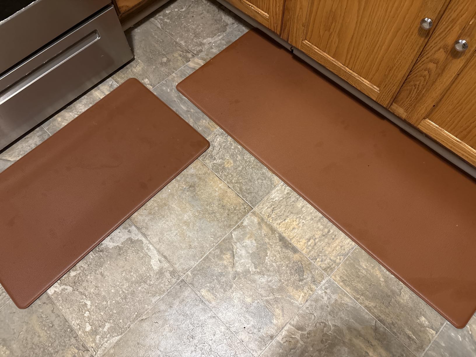 StepRite Kitchen Mats for Floor, 2-Piece Anti-Fatigue Kitchen Rugs, Black, 17.3
