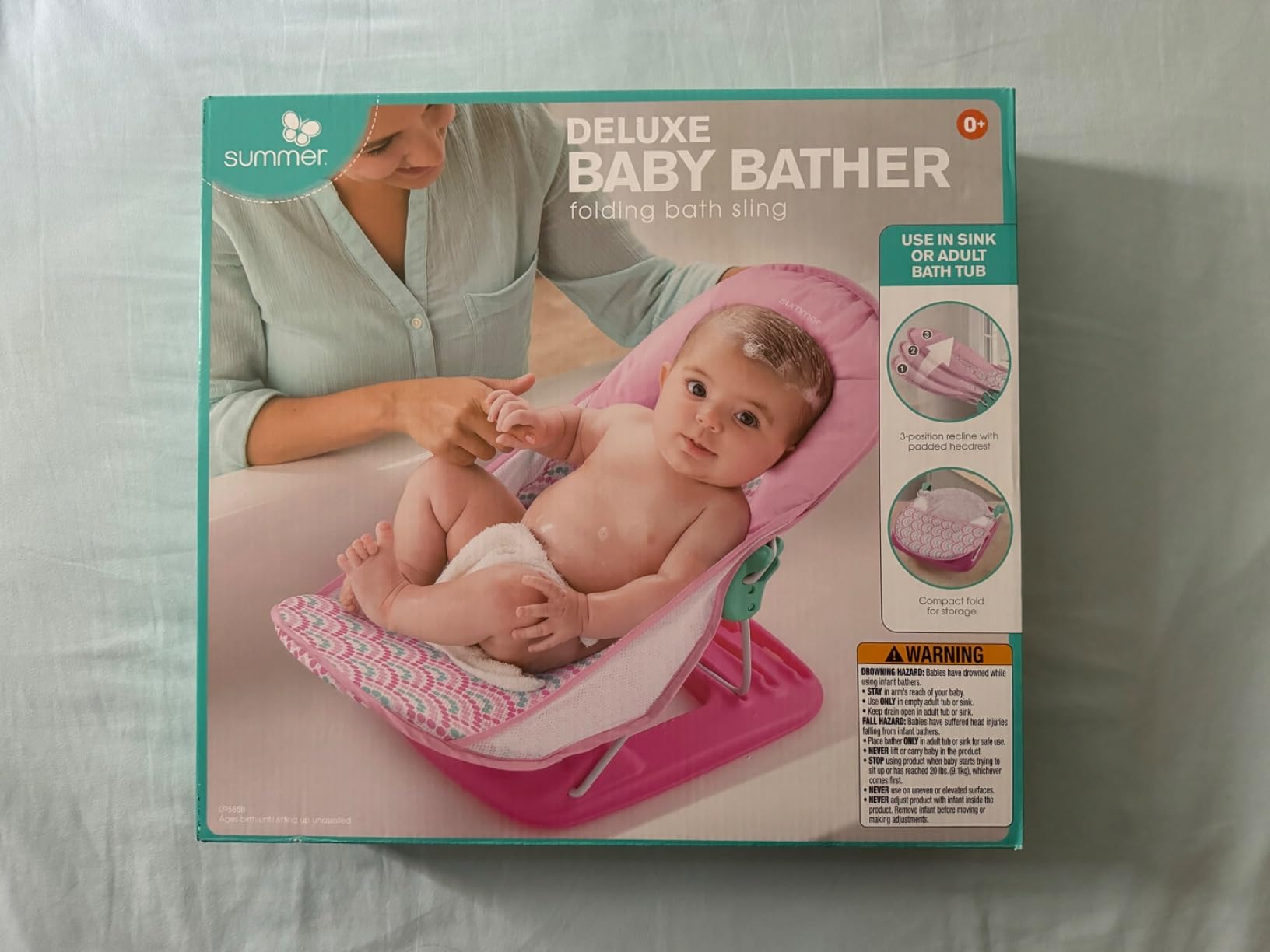 Ingenuity Foldaway 2-Position Baby Bath Seat, Adjustable Support for Sink or Bathtub, Ages 0-6 Months up to 20 Pounds, Machine-Washable Sling customer photo 1
