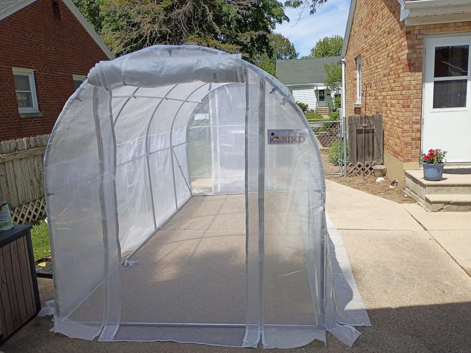 KING BIRD Premium 15x7x7 FT Greenhouse for Outdoors, Large Heavy Duty | Galvanized Steel Frame, Mesh Door Screen Window Hoop Plant Winter Walk-in Hot House Tunnel plus Brass Irrigation Kit, White customer photo 1
