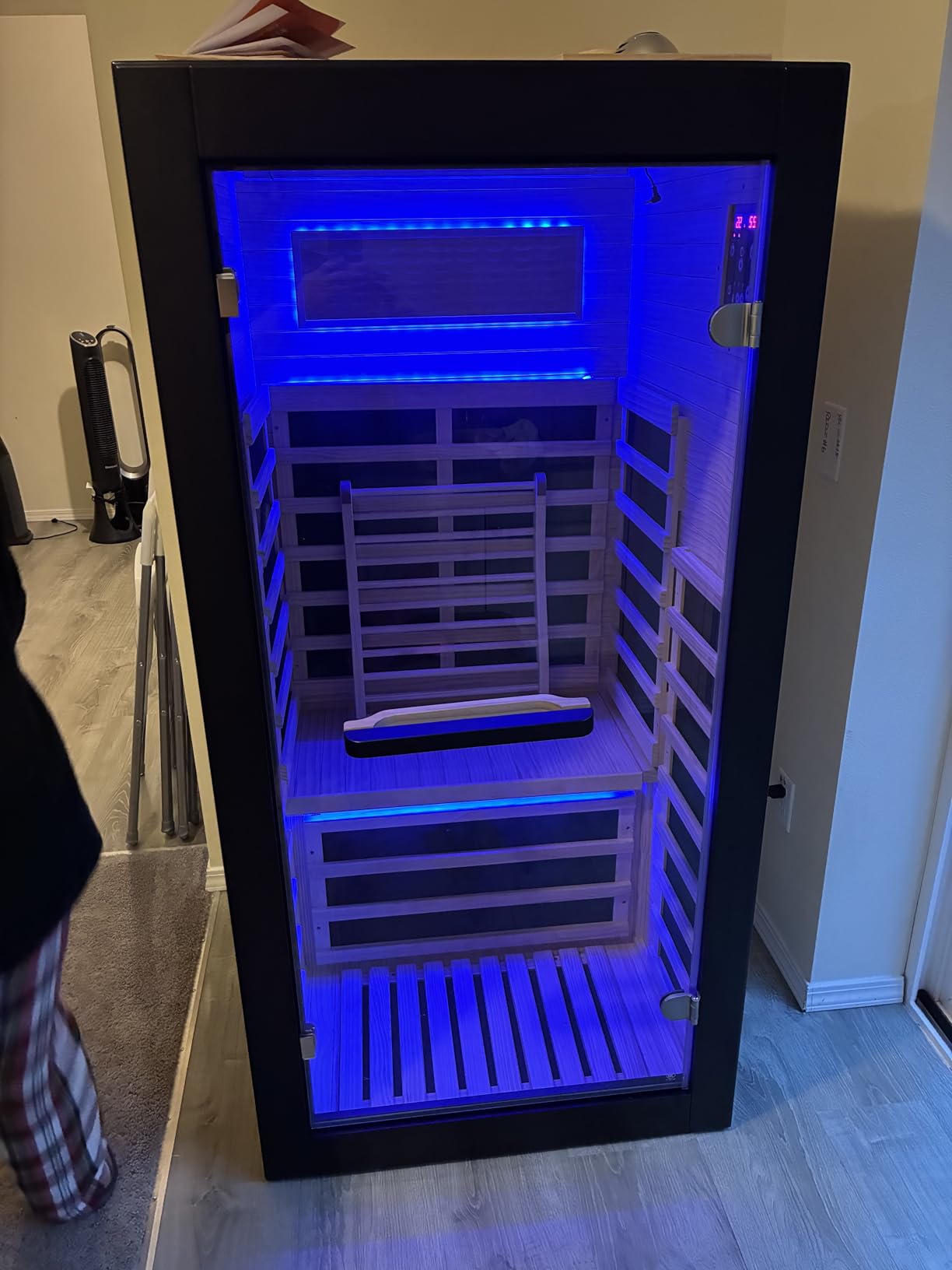 OUTEXER Far Infrared Sauna Home Sauna Spa Room Canadian Hemlock Wood 1200W | Indoor Saunas Low EMF 110V with 7 Color Light and Tempered Glass Door, Room: 35.2*27.6*61.6Inch customer photo 2