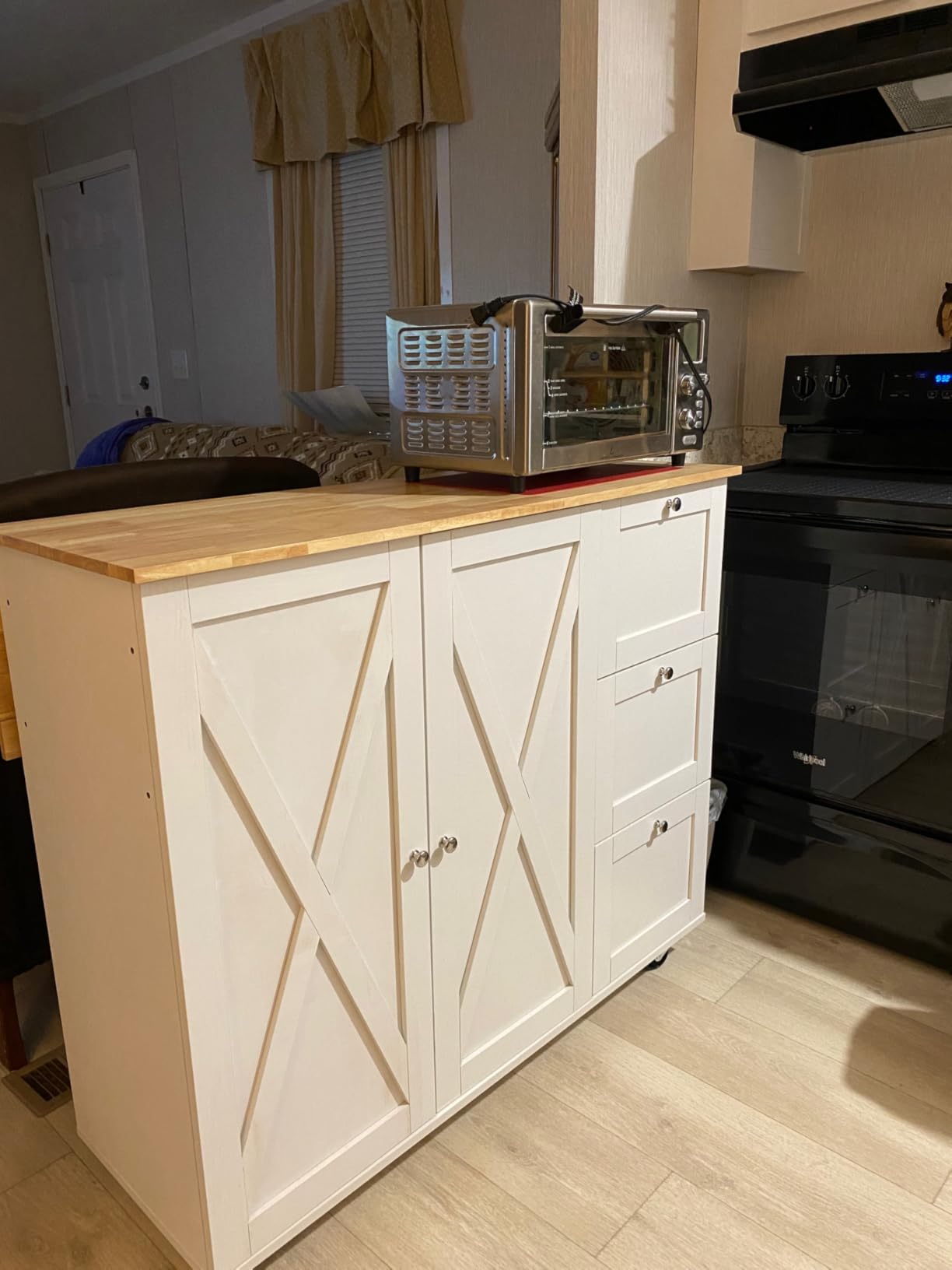 VEVOR Kitchen Island Cart with Solid Wood Top, 35.4