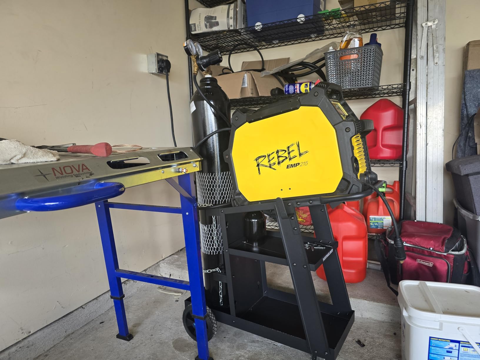 YESWELDER 3-Tier Welding Cart, Tilted Platform and 360° Rolling | Large Storage, Dual Cylinder Slots, and Stainless Steel Safety Chains, Steel and Aluminum Frame with Rubber Wheels customer photo 1
