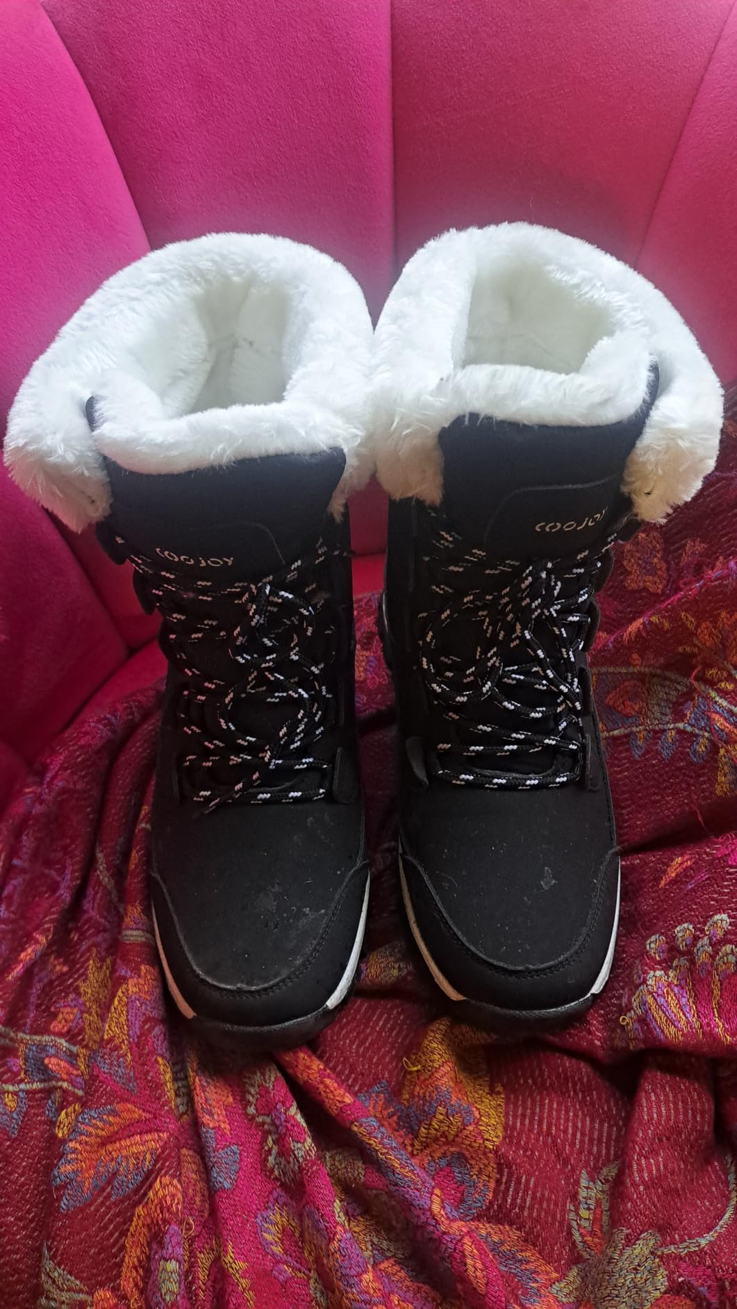 COOJOY Womens Waterproof Winter Snow Boots Warm Shoes Furry Mid Calf Lightweight Walking Hiking Booties customer photo 2