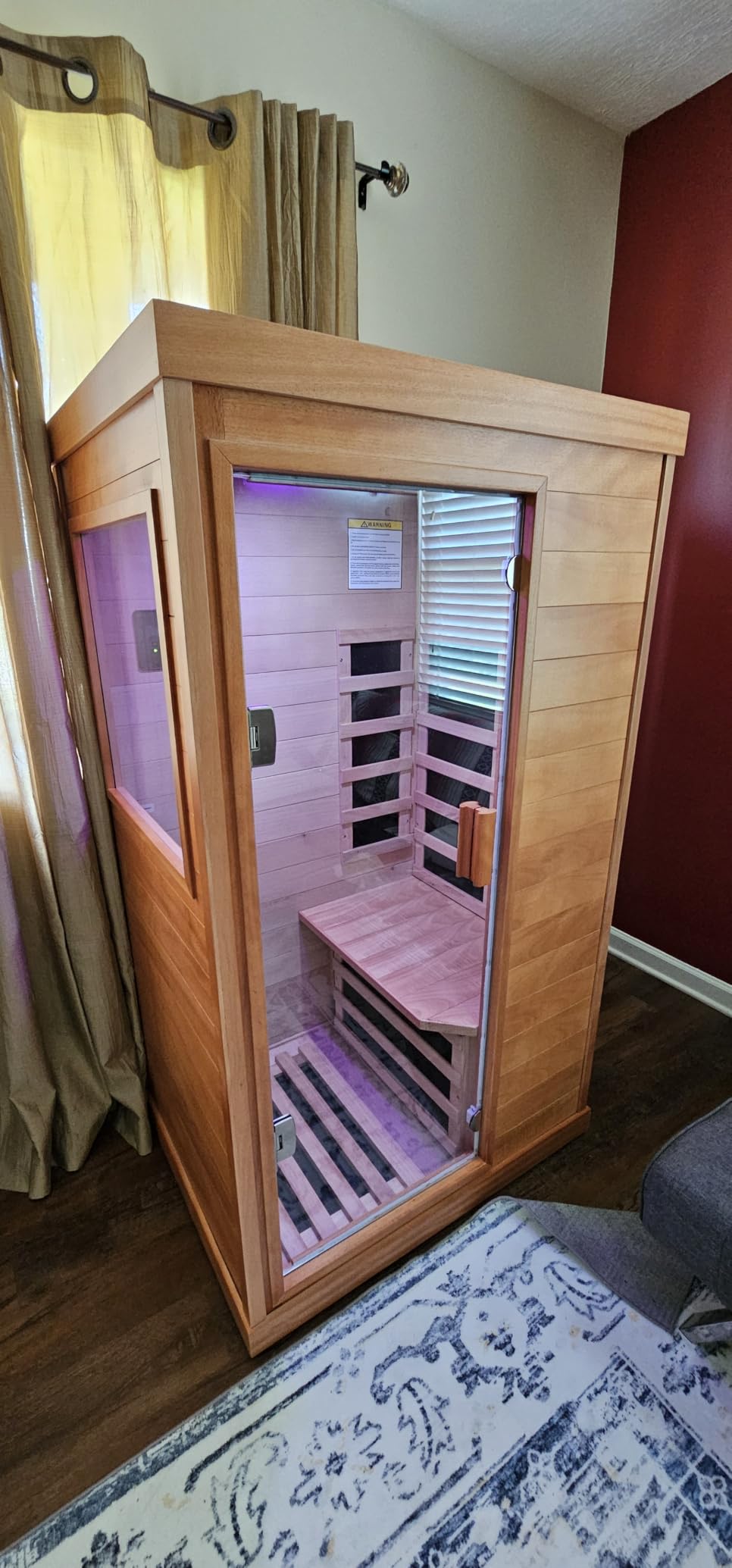 OUTEXER Outdoor Sauna 2 Person Sauna Infrared Saunas with Red Light Therapy | Dry Sauna Room 2080W Red Cedar and Canadian Fir Wood Wooden Sauna Spa 48.8*38.19*81.89inch customer photo 1