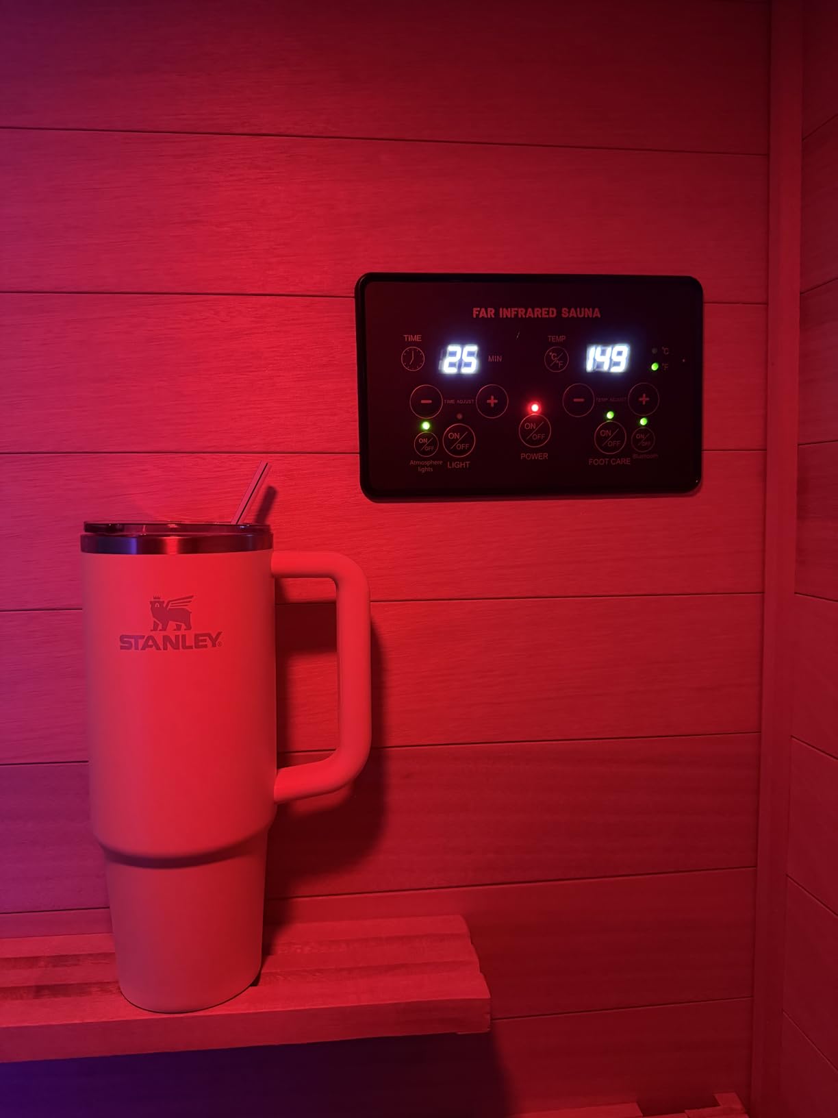 OUTEXER Outdoor Sauna 2 Person Sauna Infrared Saunas with Red Light Therapy | Dry Sauna Room 2080W Red Cedar and Canadian Fir Wood Wooden Sauna Spa 48.8*38.19*81.89inch customer photo 2